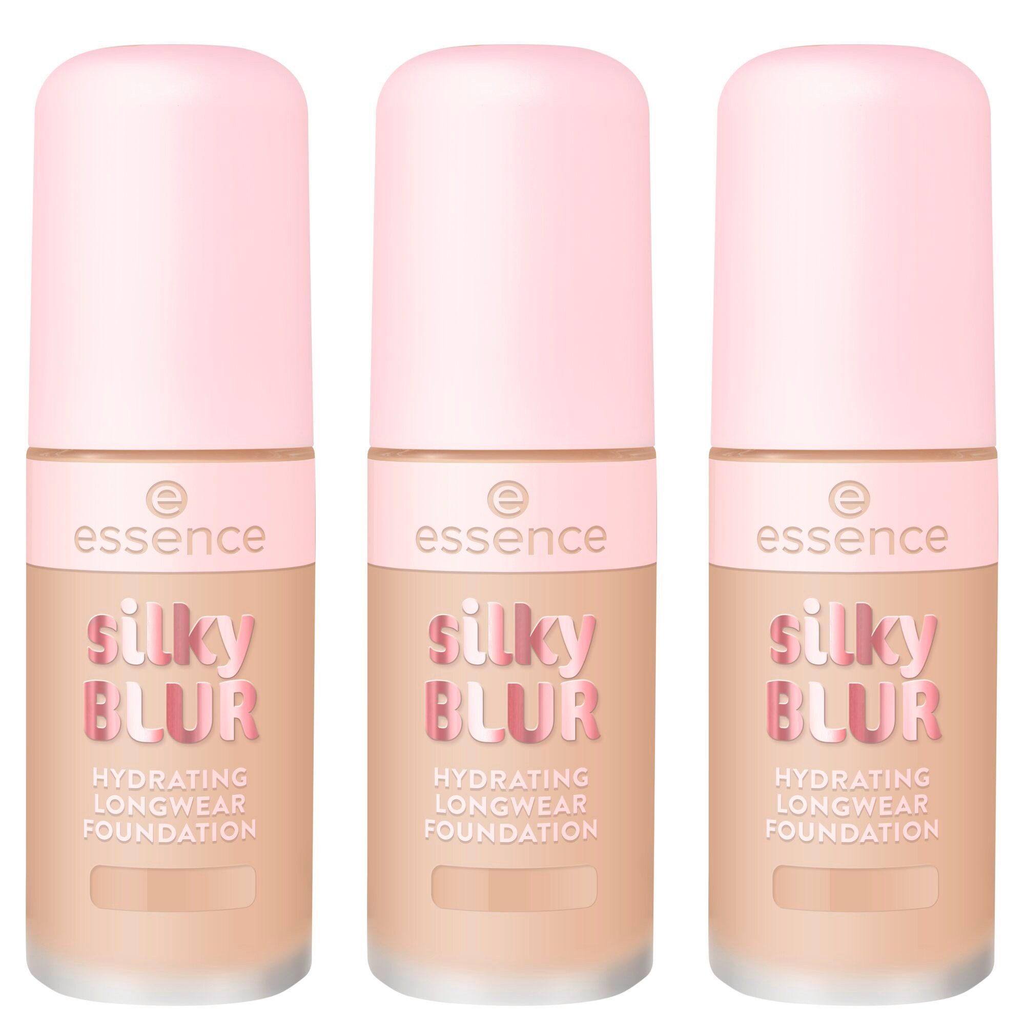 Essence Foundation SILKY BLUR HYDRATING LONGWEAR FOUNDATION, 3-tlg.