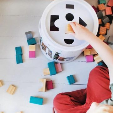 Magni Spielbauklötze Bauklötze in Pastellfarben XXL Set mit 100 Bausteinen und Sortierbox, (100 St)