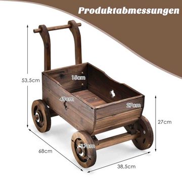 COSTWAY Blumenständer, Blumenwagen mit Rädern & Abflussloch, 68x38,5x53,5cm