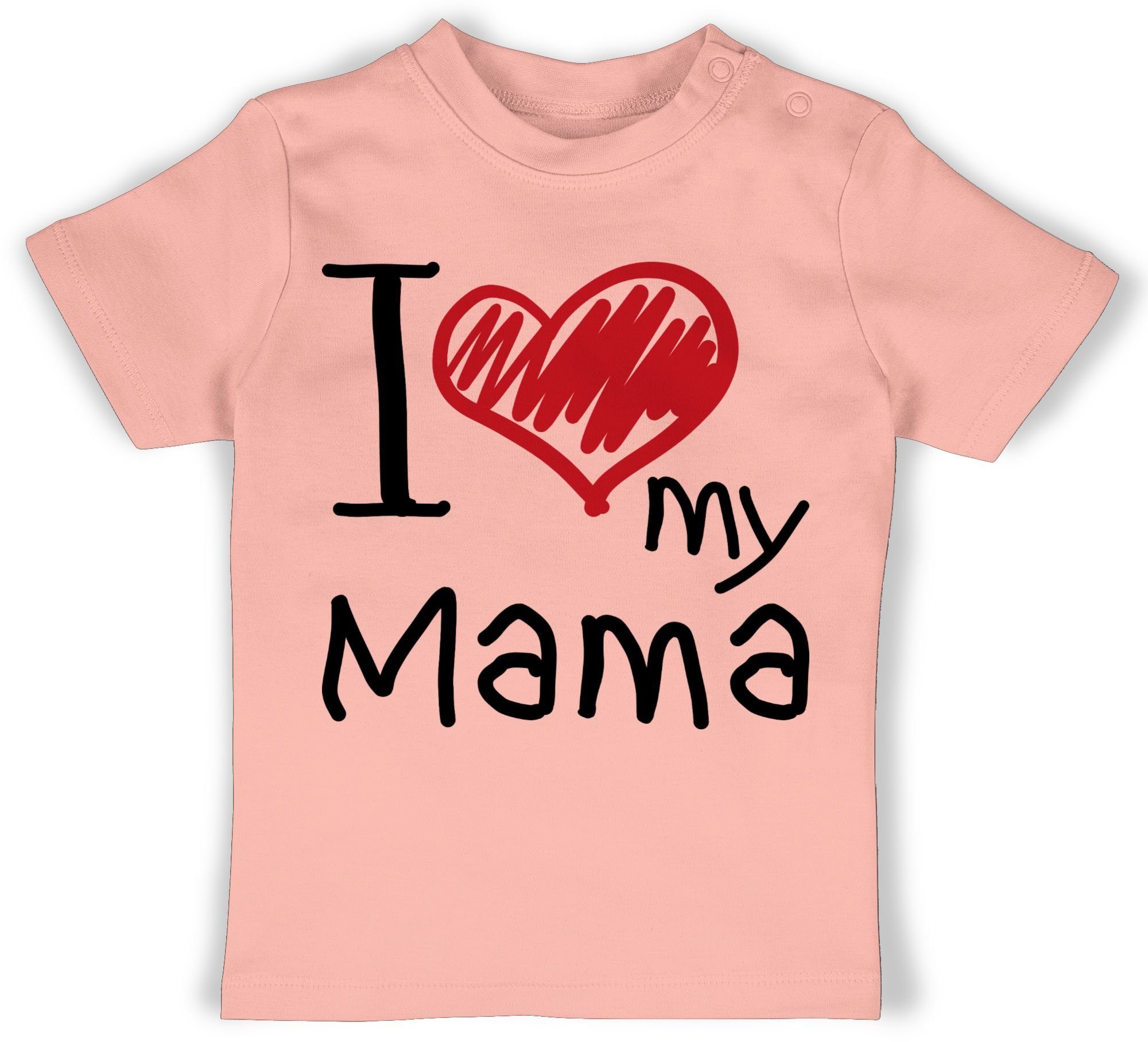 Shirtracer T-Shirt I love my Mama schwarz Muttertagsgeschenk 2 Babyrosa