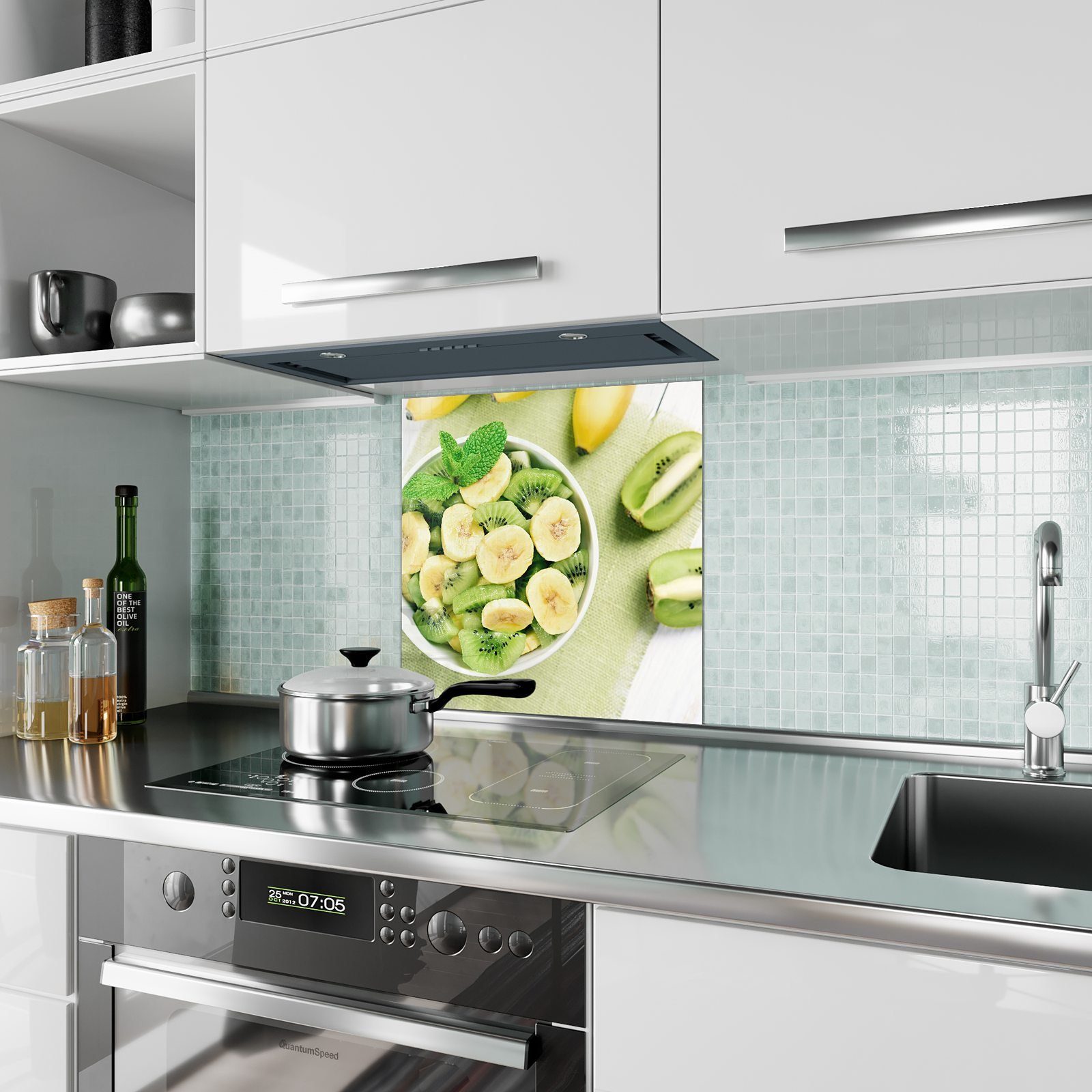 Glas Motiv Bananen Spritzschutz Primedeco Küchenrückwand Kiwi und Küchenrückwand mit
