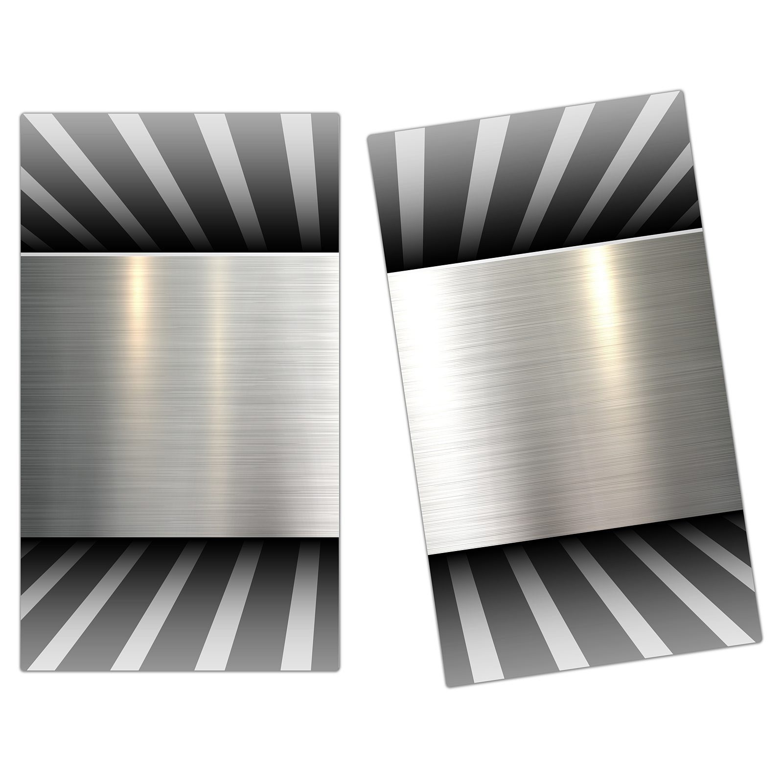 Herdabdeckplatte Herd-Abdeckplatte (2 aus Glas Primedeco Metallhintergrund, tlg) Glas, 3D Spritzschutz