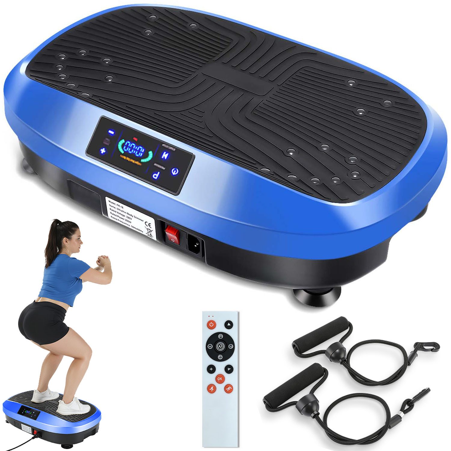 kehot Vibrationsplatte 3D Vibrationsplatte mit 120 Stufen,Spannseil & Fernbedienung, 200 W, 120 Intensitätsstufen, 6 Programme, Magnetfeldmassage,Ganzkörpertraining für Zuhause
