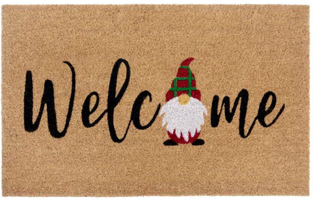 Fußmatte Kokos Welcome Gnome, HANSE Home, rechteckig, Höhe: 15 mm,  Weihnachten, Schmutzfangmatte, Outdoor, Rutschfest, Innen, Kokosmatte