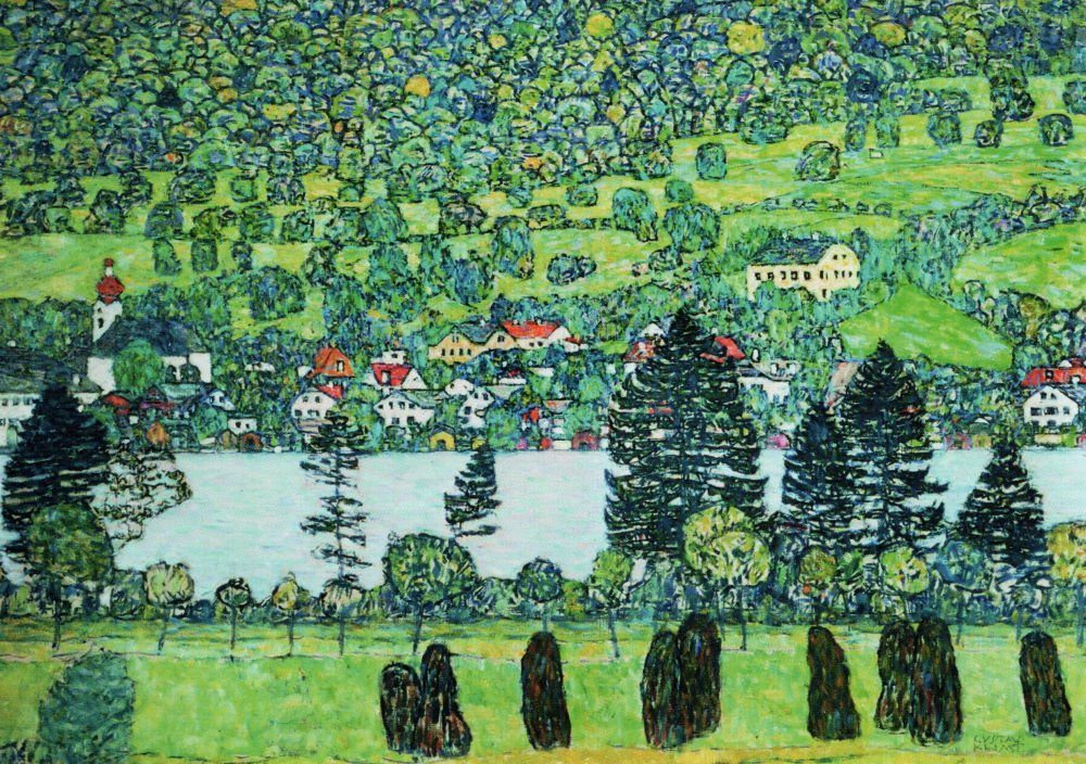 Postkarte Kunstkarte Gustav Klimt "Waldabhang Unterach Attersee" am in