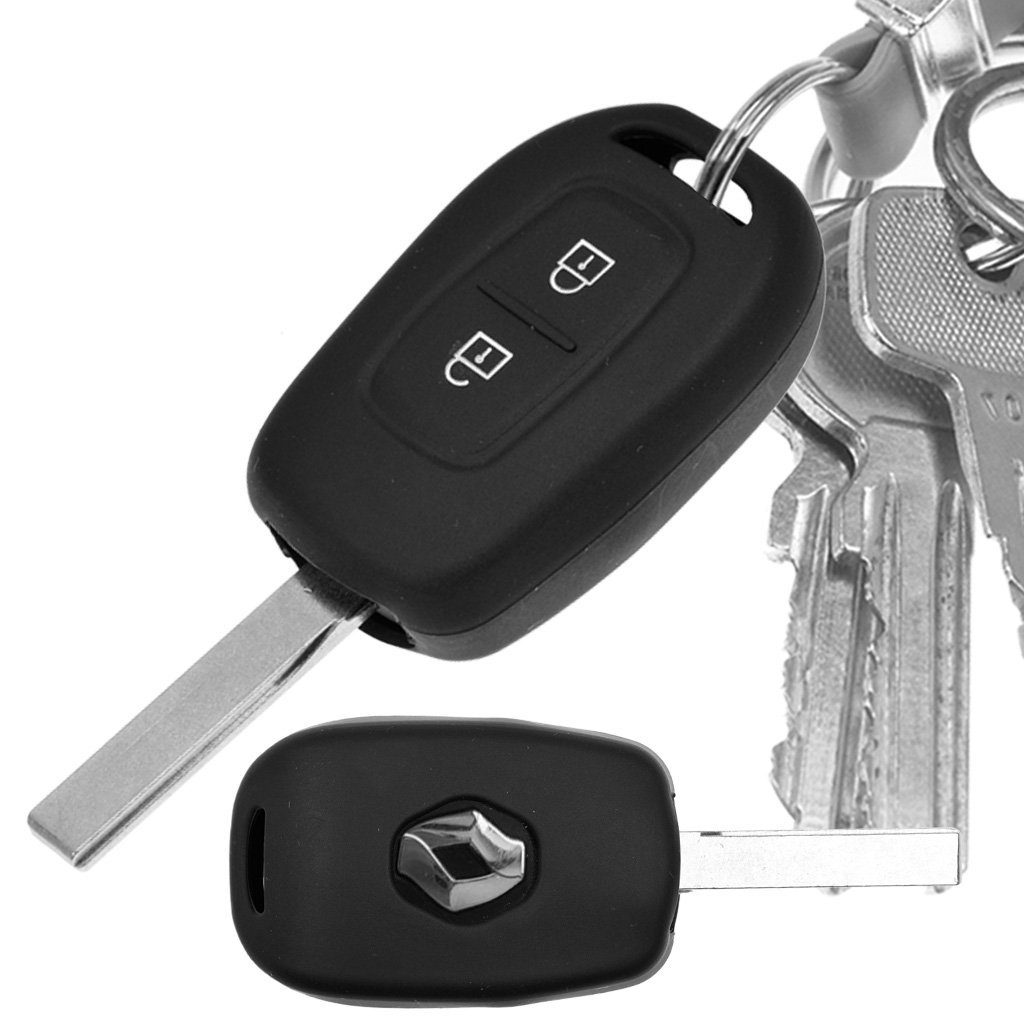 mt-key Schlüsseltasche Autoschlüssel Softcase Silikon Schutzhülle Schwarz, für Renault Kangoo Twingo Wind Modus Clio Fluence 2 Tasten | Schlüsseltaschen