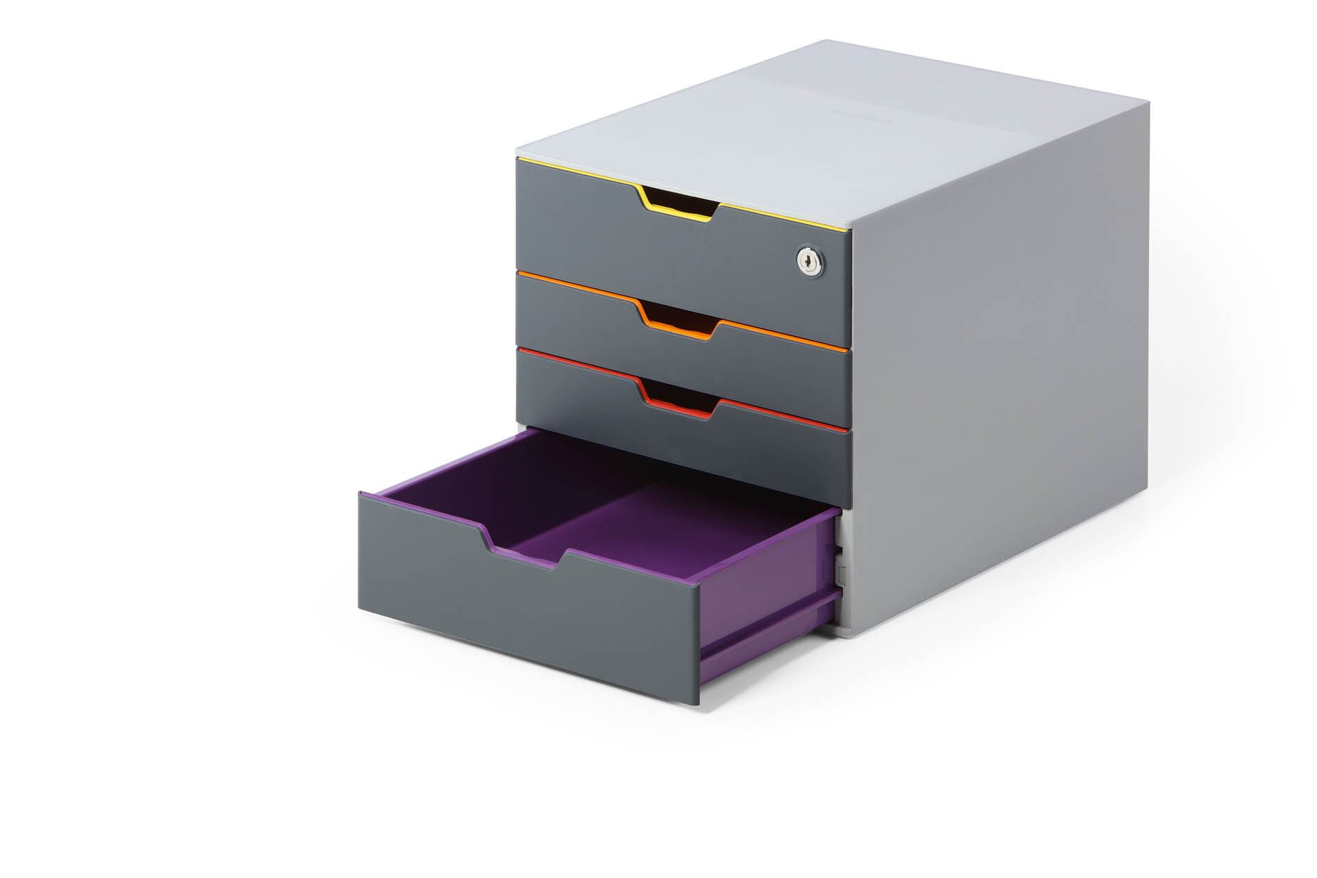 DURABLE Schubladenbox VARICOLOR, Durable 760627 Schubladenbox abschließbar (Varicolor 4 Safe) 4 Fächer