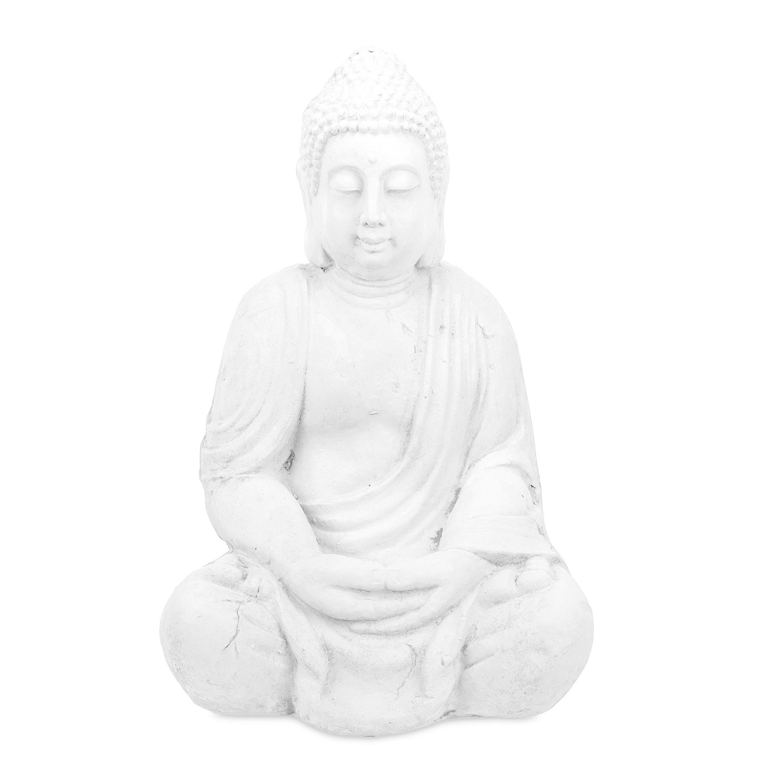 relaxdays Buddhafigur Weiße Buddha Figur 70 cm