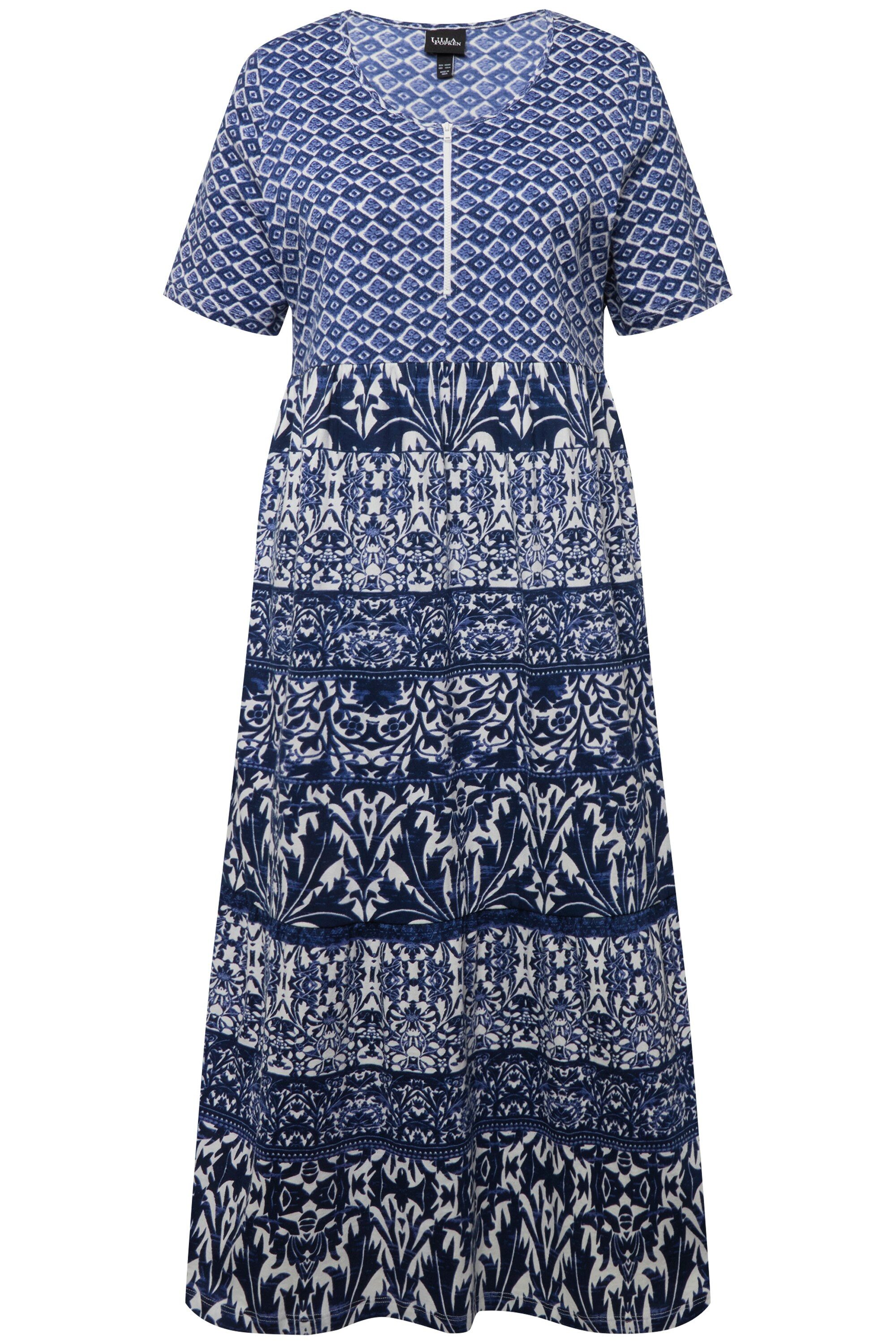 Ulla Popken Maxikleid Midikleid A-Linie Rundhals günstig online kaufen