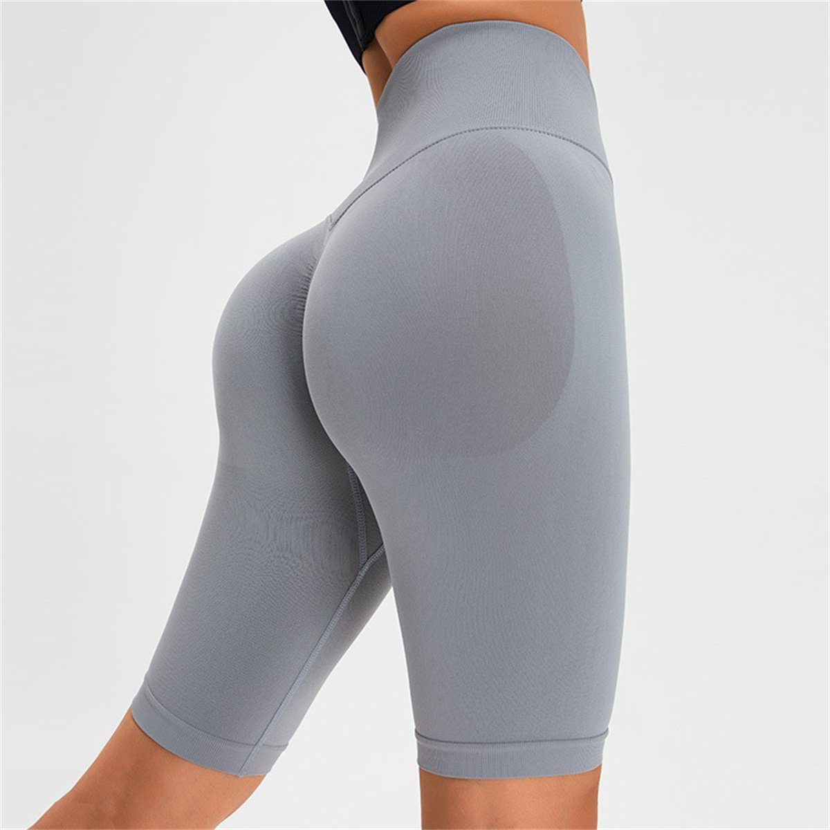 carefully selected grau Taille Damen-Fitness-Po-Lifting-Yoga-Shorts mit hoher Yogatights