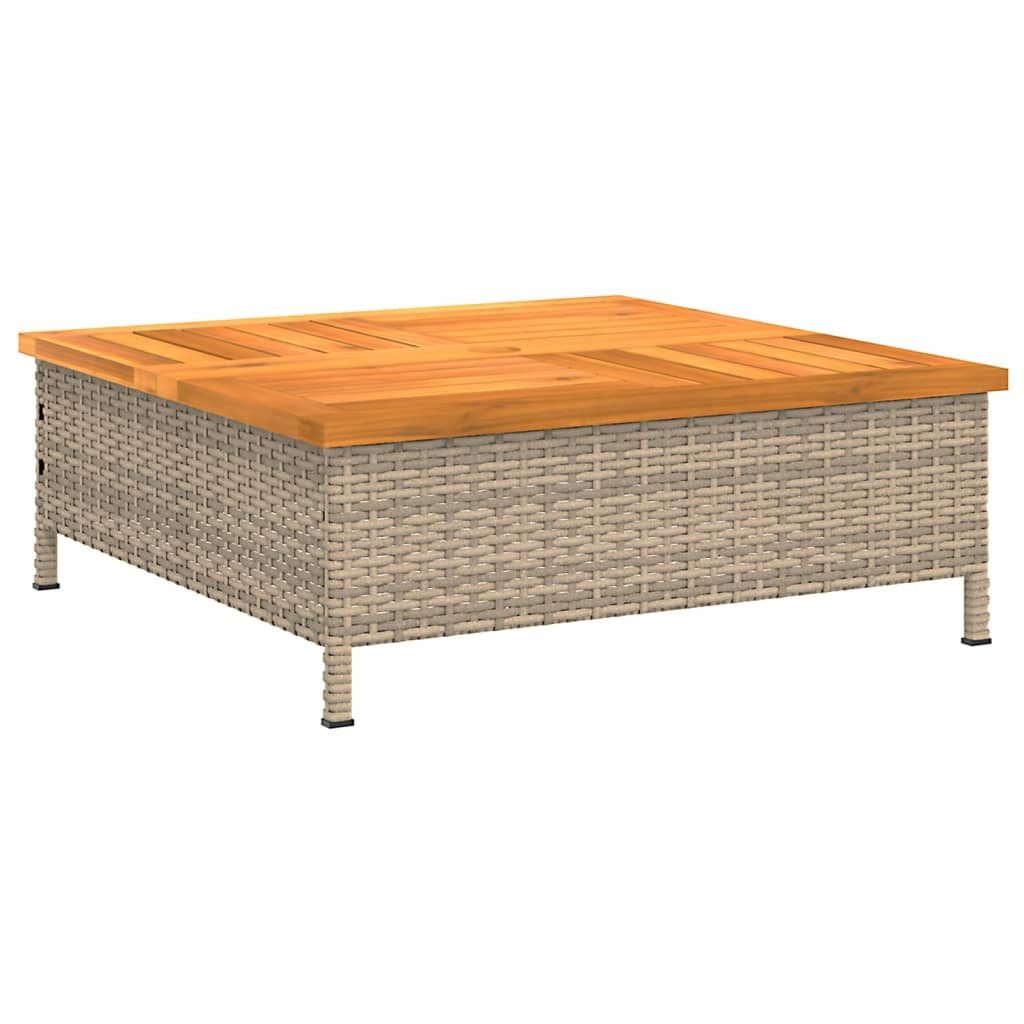 vidaXL Gartentisch Gartentisch Beige 70x70x25 cm Rattan und Akazienholz (1-St)