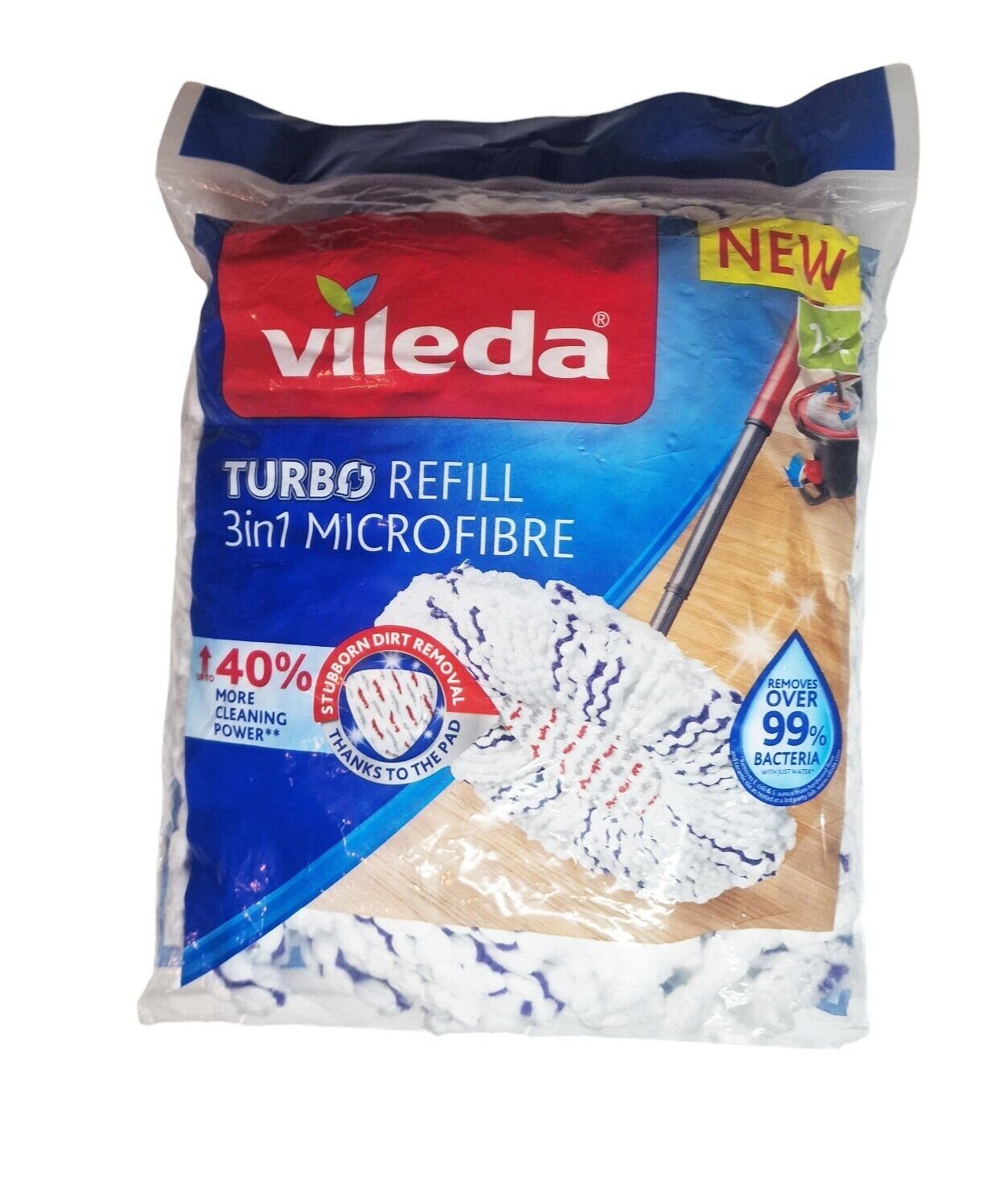 Vileda Wischmopp Vileda Turbo 4er Set Microfaser Ersatzpad für 3in1 Ersatzlappen 40%