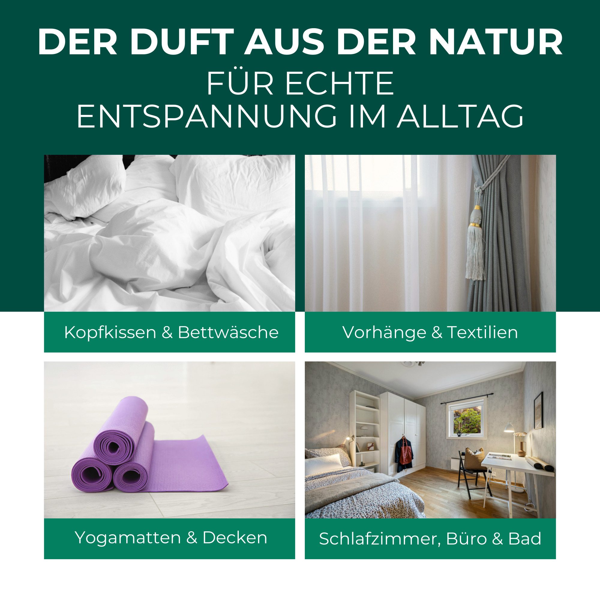 Silberkraft Duftöl Lavendelspray für Kopfkissen & Raum, Kissenspray mit echtem Lavendelöl (1-St., 100 ml hochwertiges ätherisches Lavendelöl (Lavandula angustifolia), Beruhigendes Duftspray, Schlafzimmer & Alltag, Vegan, Made in Germany
