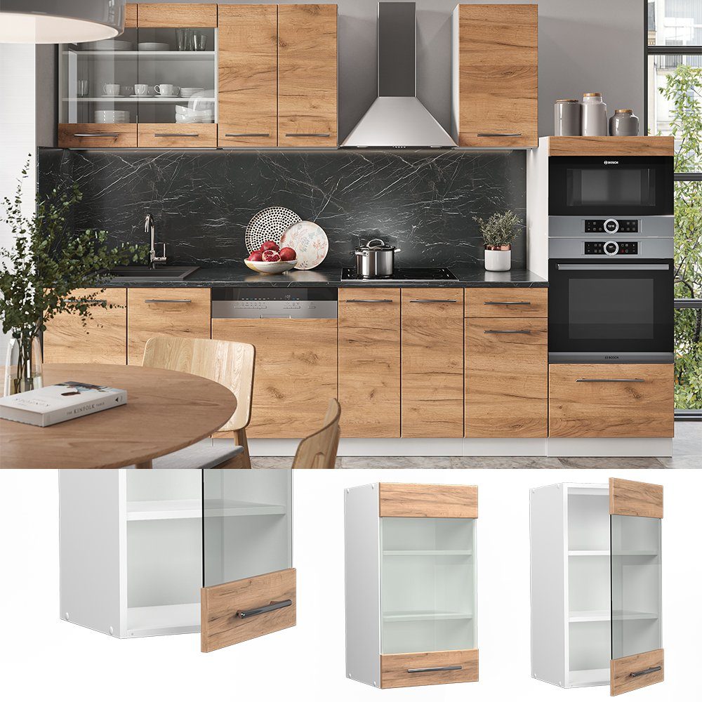 Vicco Glashängeschrank Fame-Line, Goldkraft Eiche/Weiß, 40 günstig online kaufen