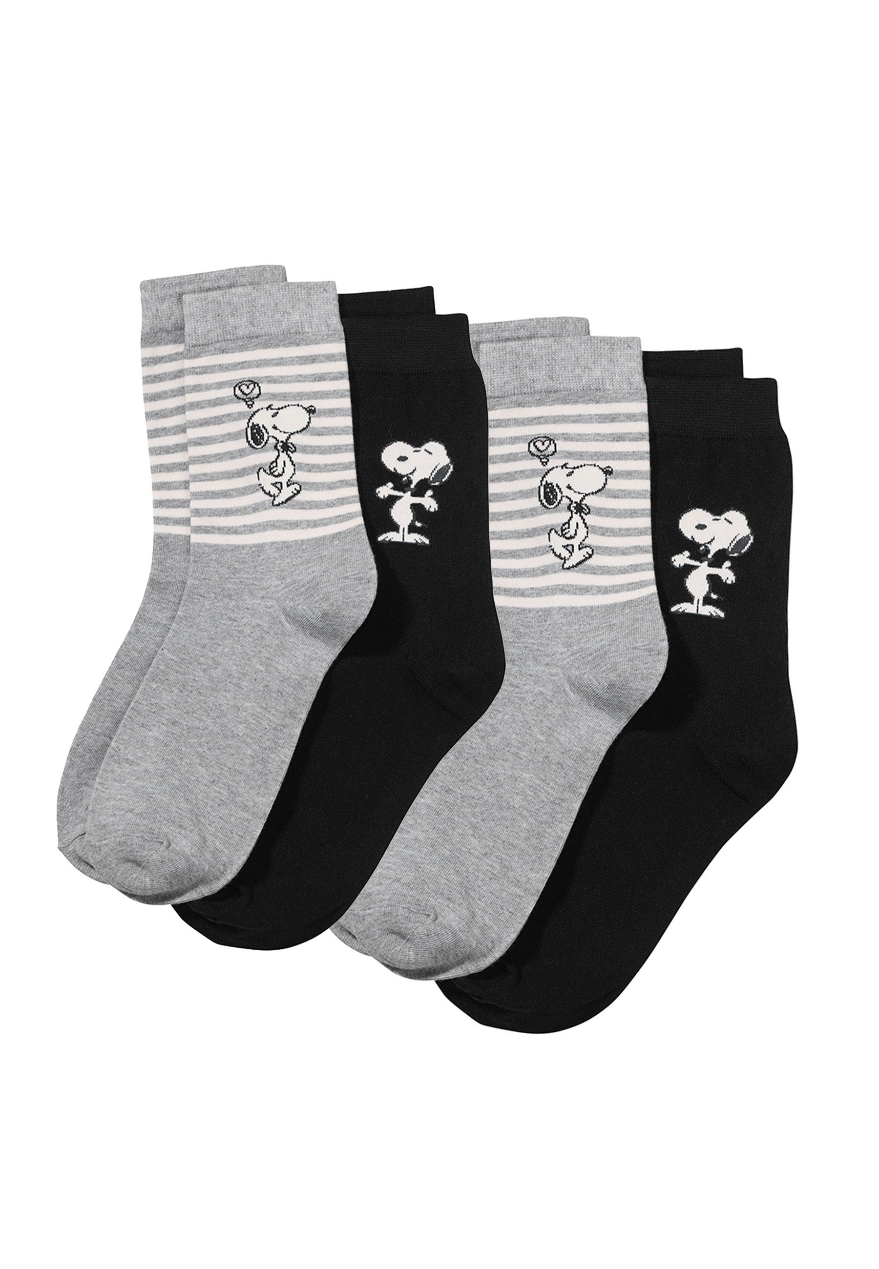 ONOMATO! 4er Damen Strümpfe Pack Peanuts (4-Paar) Socken Socken Snoopy