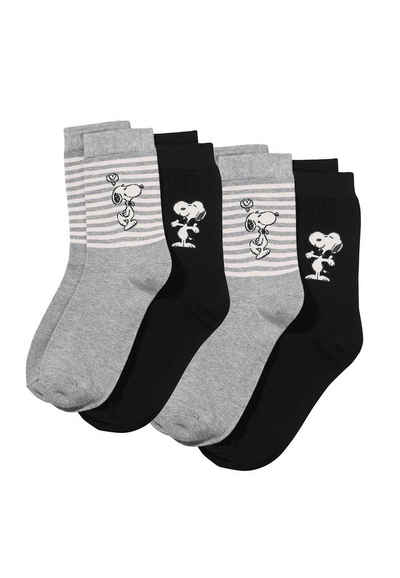 ONOMATO! Socken Peanuts Snoopy Damen Strümpfe Socken 4er Pack (4-Paar)