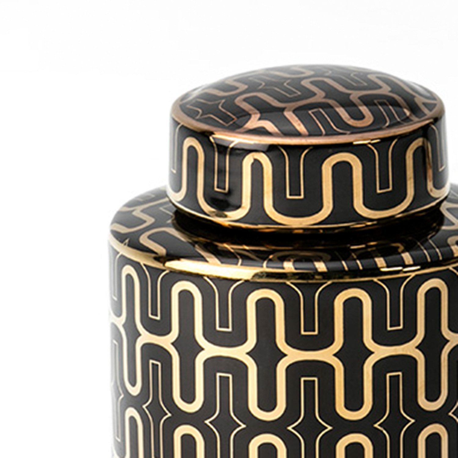 Cosy Home Ideas Dekovase Deckelvase gold Keramik geometrisch gemustert Ingwertopf (1 St), aus Keramik mit Muster