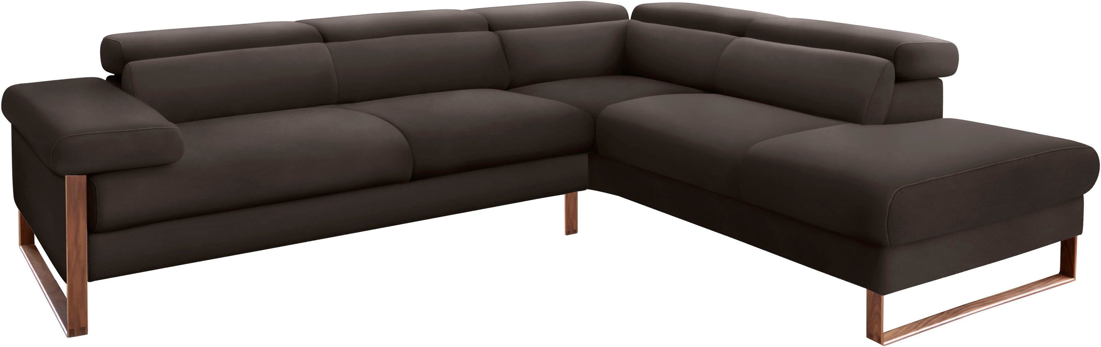 W.SCHILLIG 2016, cm Fußgestell Ecksofa German Nussbaum 281 Design Breite finn, natur, Award