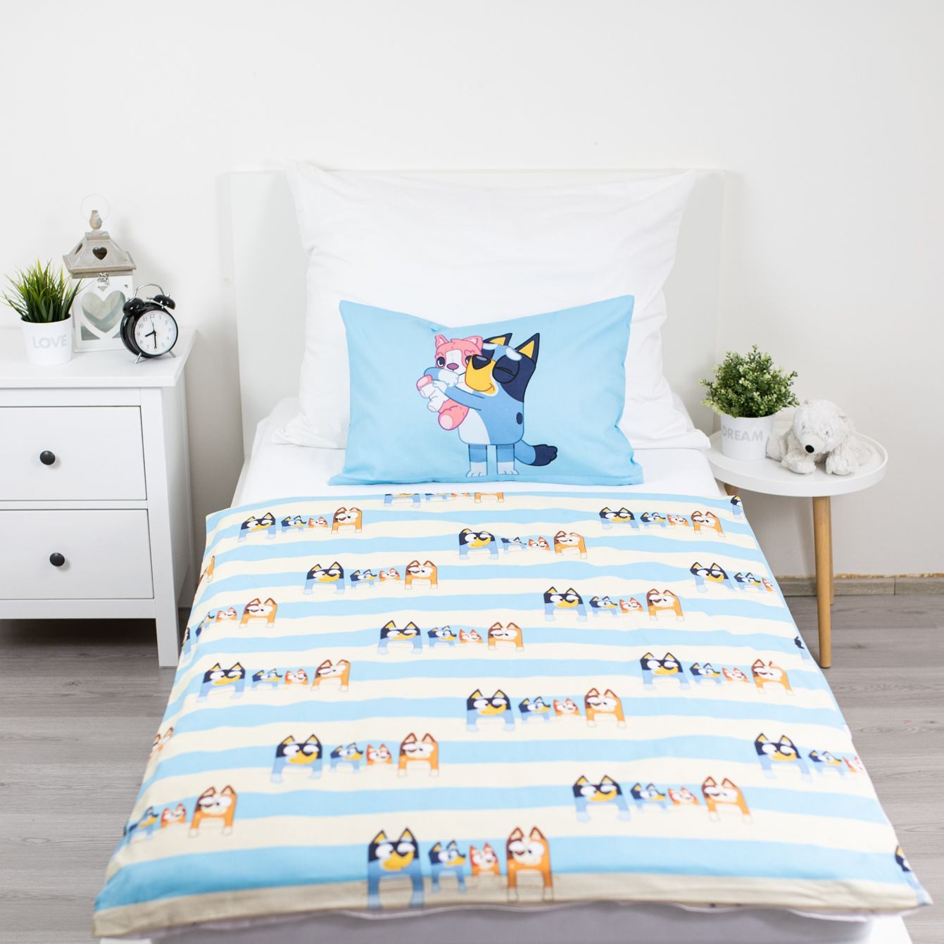 Jerry Fabrics Babybettwäsche Bluey Babybettwäsche Set Familie 100x135 cm 100% Baumwolle, 1 teilig, Langlebig