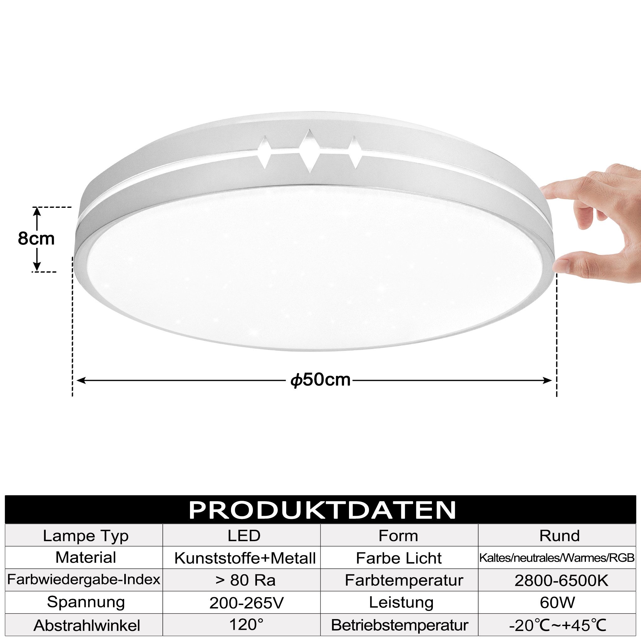 FIVMEN LED Deckenleuchte 60W LED Rund Deckenlampe Farbwechsel mit Fernbedie günstig online kaufen