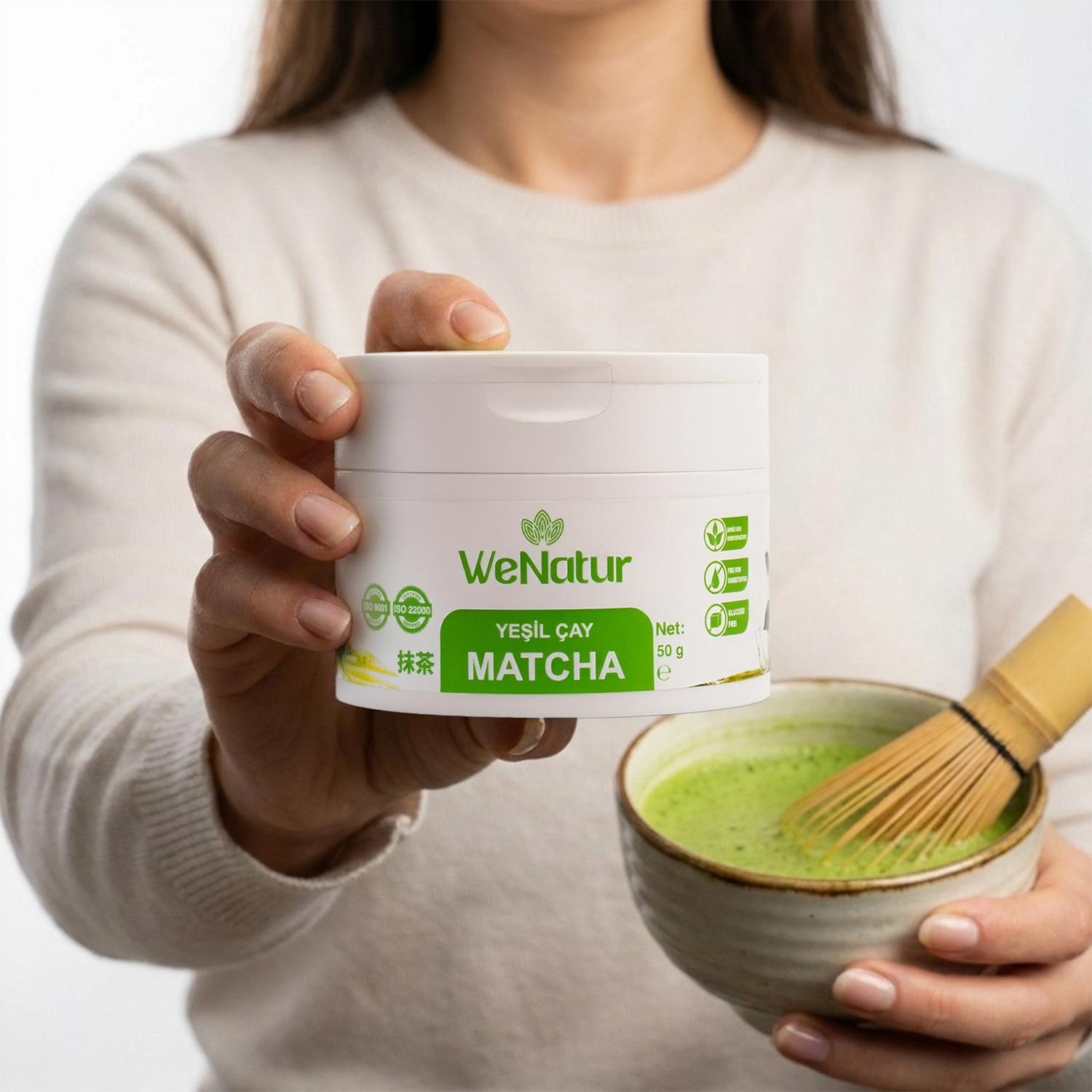 We_Natur Tee Grüner Matcha–Fein gemahlenes Matcha Pulver für vielseitige Verwendung, 50 g, Ohne Zusatzstoffe, 100 % reines Matcha-Pulver. – Bild 5 von 5