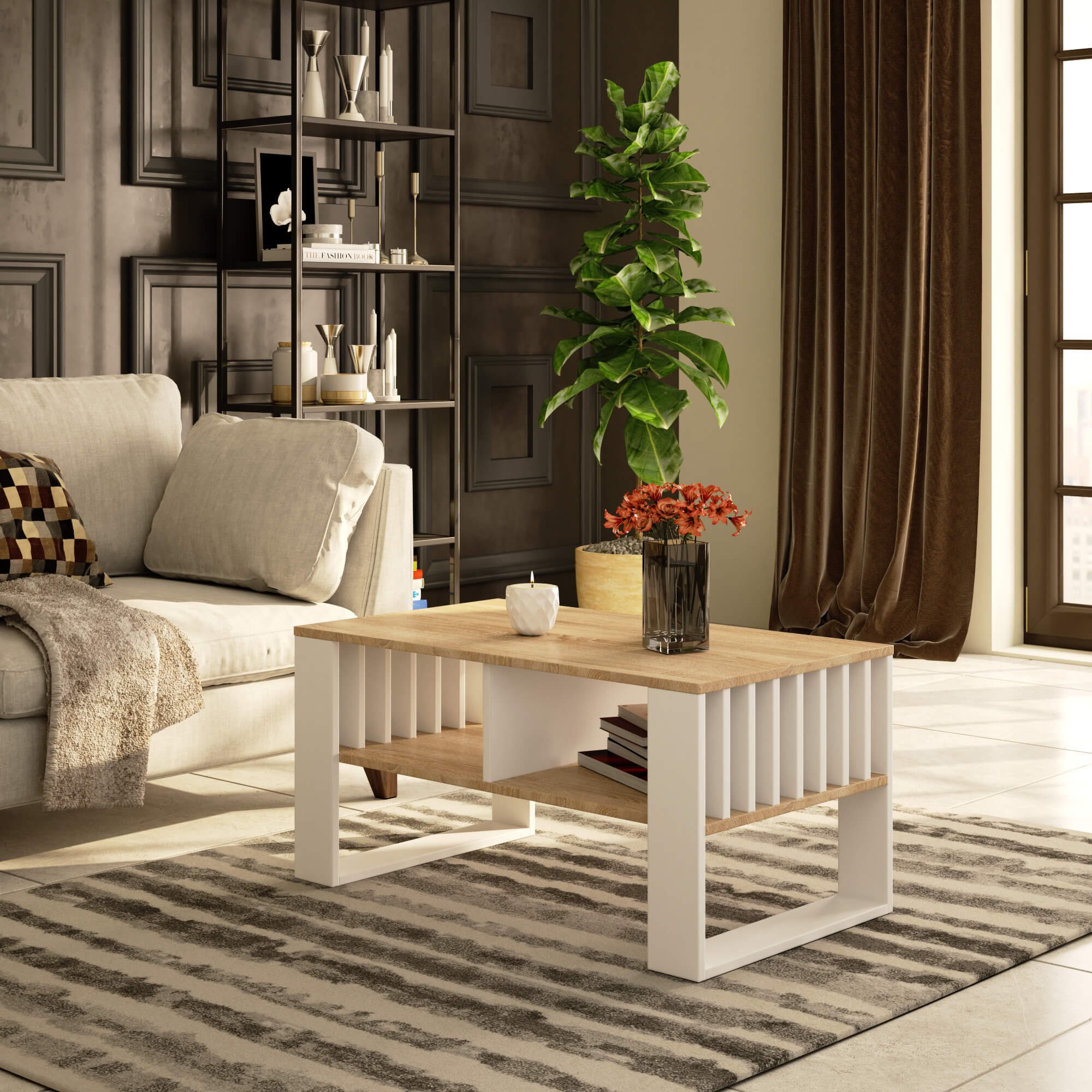 Raumhirsch Furniture Couchtisch Moderner Sofatisch (Kaffeetisch, Wohnzimmertisch 92×50x45 cm), Beistelltisch in 5 Farben – Bild 4 von 5