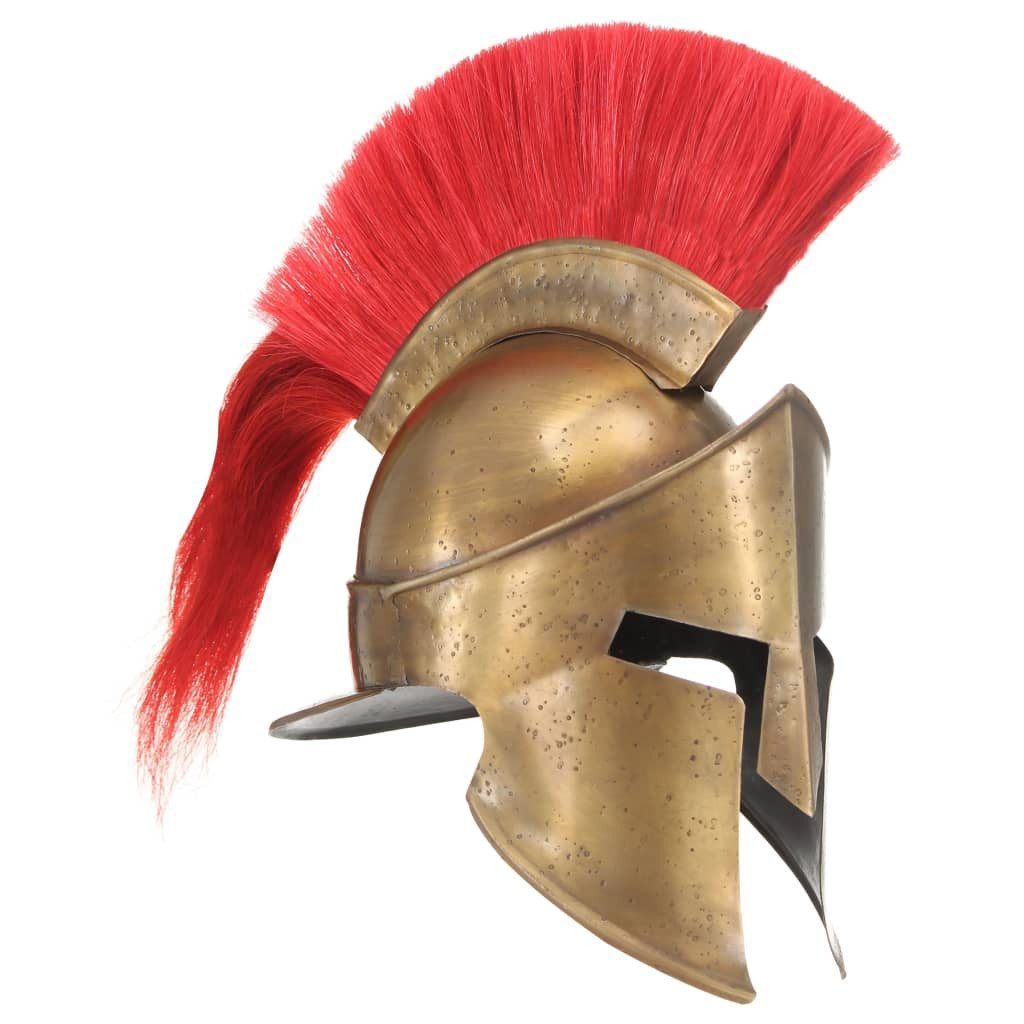 vidaXL Ritter-Kostüm Griechischer Krieger-Helm Antik Replik LARP Messing Stahl