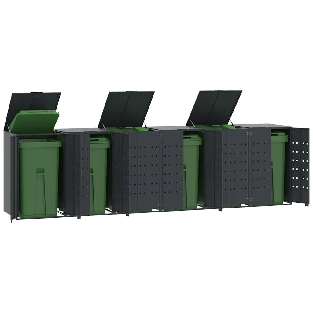 vidaXL Mülltonnenbox Mülltonnenbox für 6 Tonnen Anthrazit 414x79x117 cm Stahl