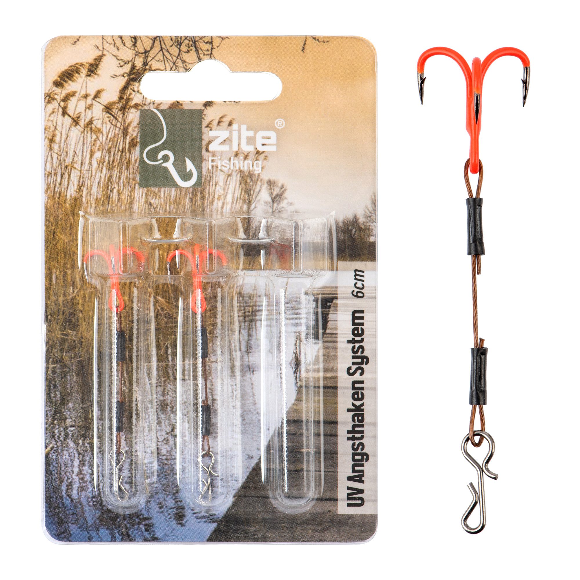 Zite Drillingshaken Angsthaken System S, M & L UV-Aktiv Применитьmontage Raubfisch-Angeln