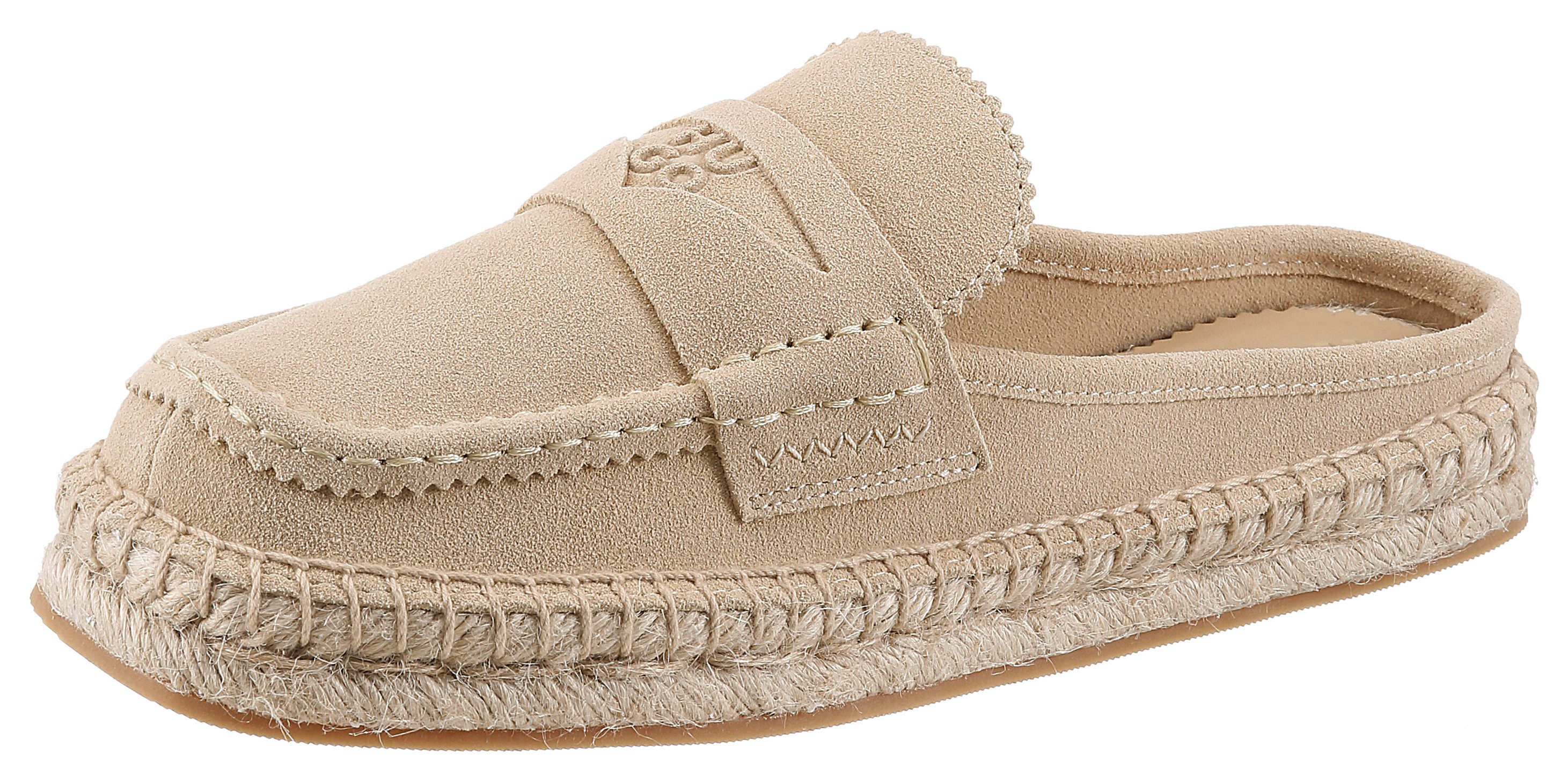 HUGO Brinn_Muleloaf Sabot Mules, Sommer Loafer, Schlupfschuh, Slipper mit Jutesohle