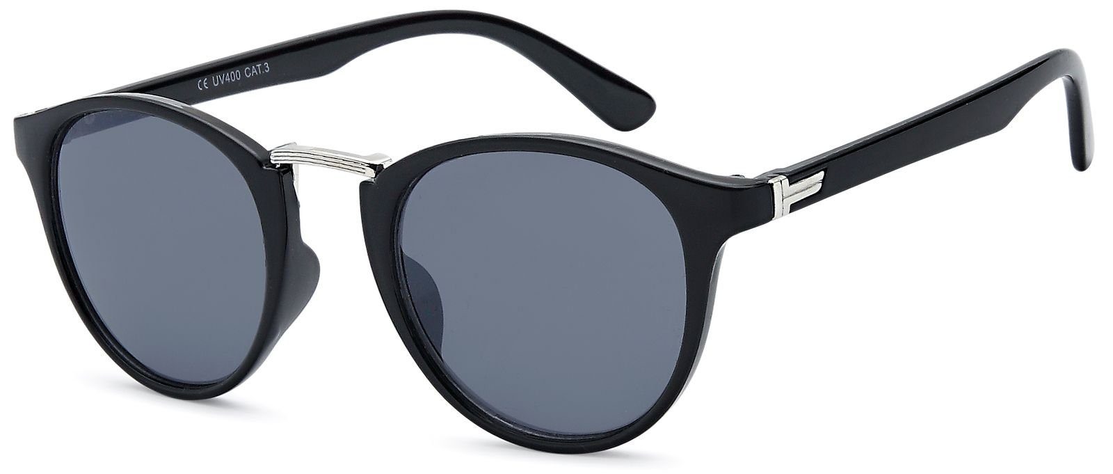 Sonnenbrille Sonnenbrille mit runden Gläsern und Metall Nasensteg