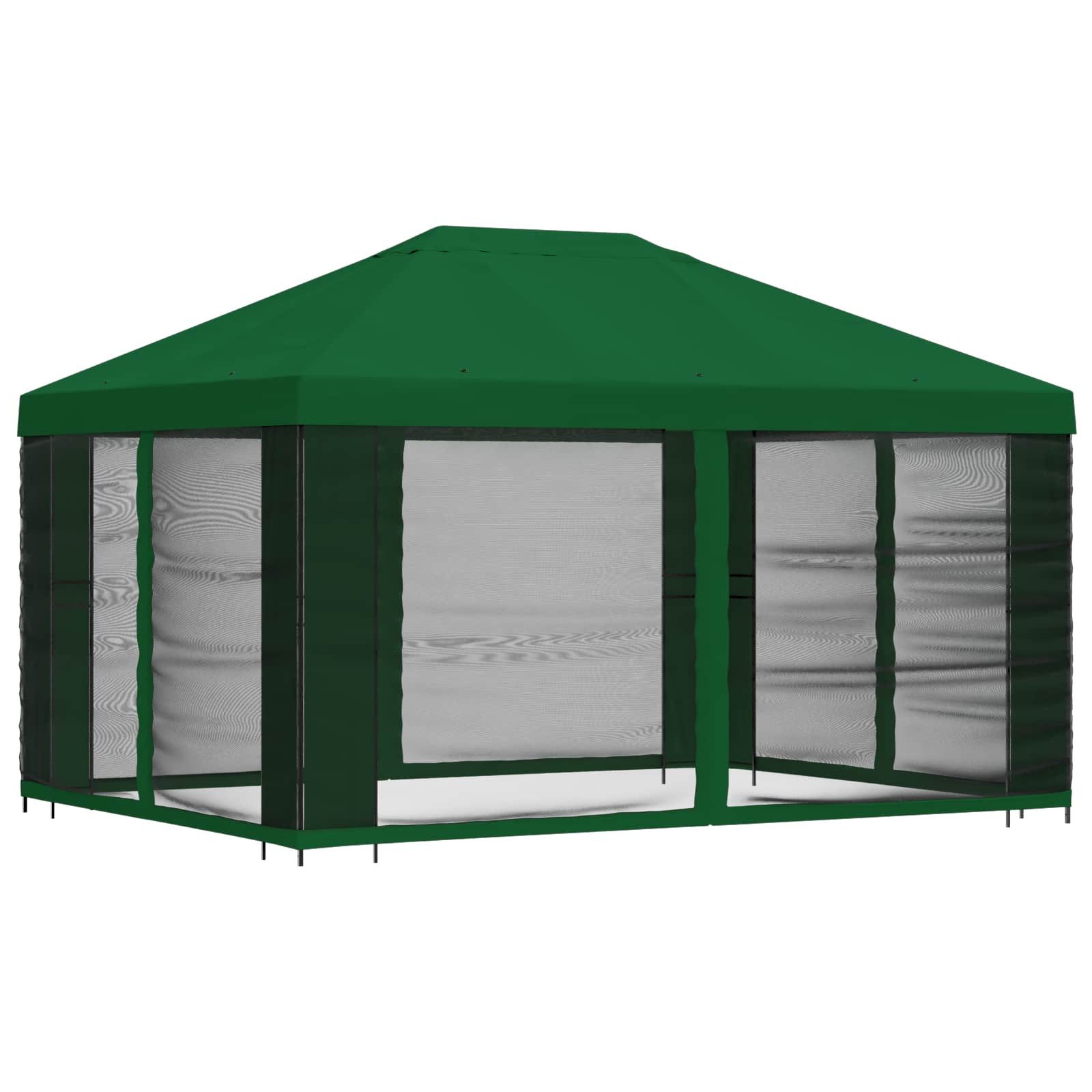 vidaXL Partyzelt Garten Pavillon mit Seitenwänden 4 x 3 m Grün