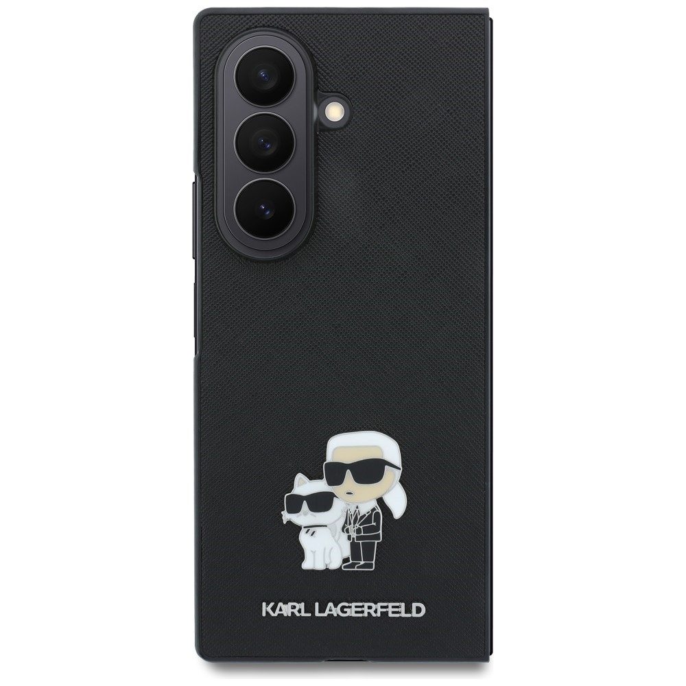 KARL LAGERFELD Handyhülle Galaxy Z Fold 8 Ultra Case Kunstleder Saffiano Schwarz 8 Zoll, Kantenschutz