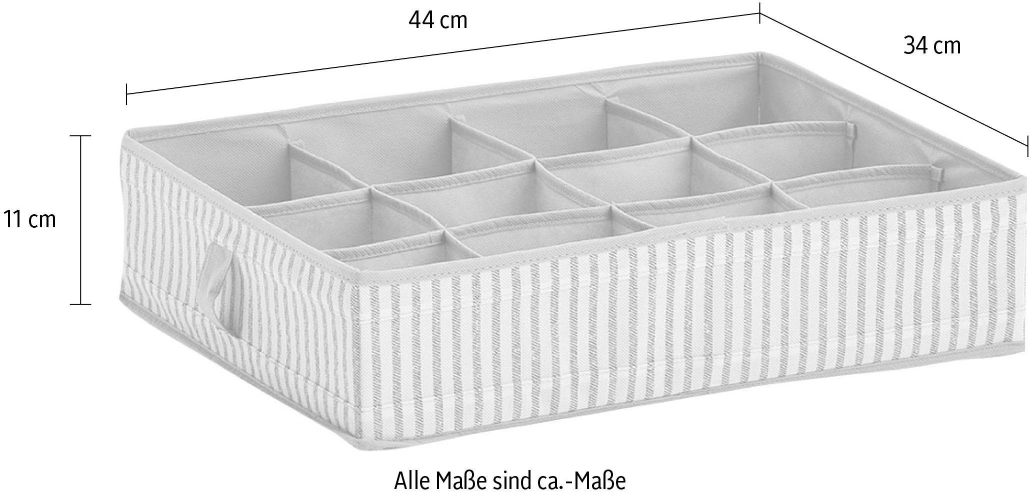 Zeller Present Aufbewahrungsbox Stripes, 12 Fächer, faltbar, Vlies, beige