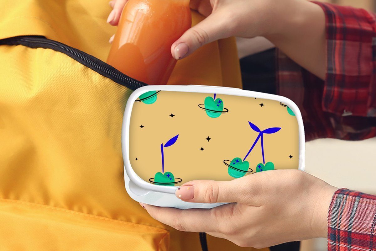 MuchoWow Lunchbox Kinder - Sterne (2-tlg), für Kinder Weltraum, für Brotdose, Erwachsene, Mädchen - Kunststoff, und Brotbox weiß Jungs und
