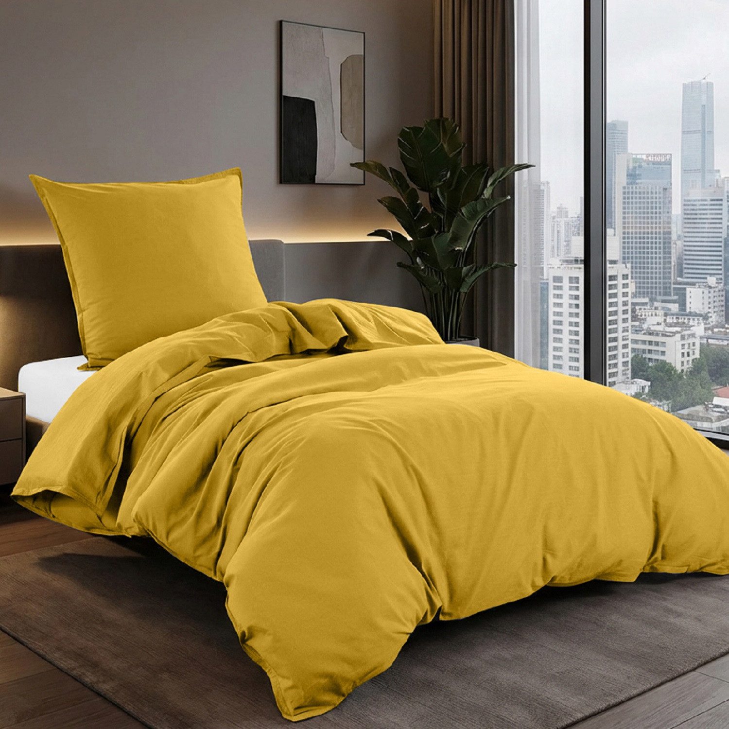 wometo Bettwäsche Stone Washed 135x200 Renforcé, Baumwolle, 2 teilig, OEKO-TEX®, 100% Baumwolle, Bettwäsche im Knitterlook mit Stehsaum