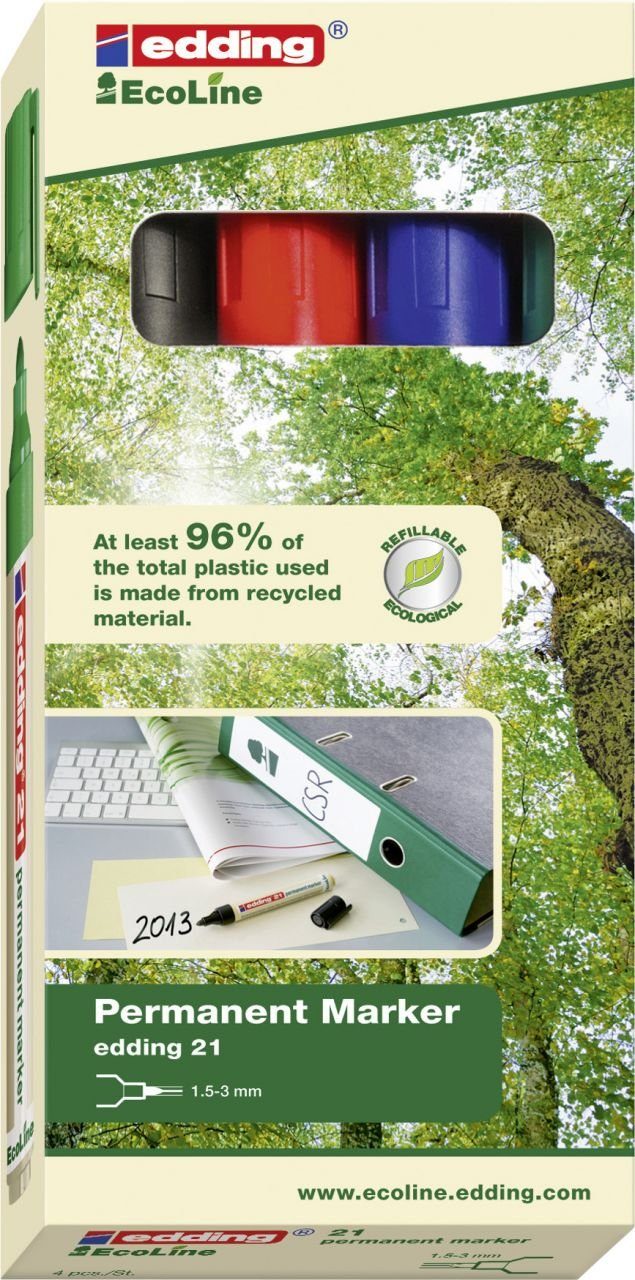 edding Bastelfilz edding Permanentmarker e-21/4 Eco Line 4er Set 1,5