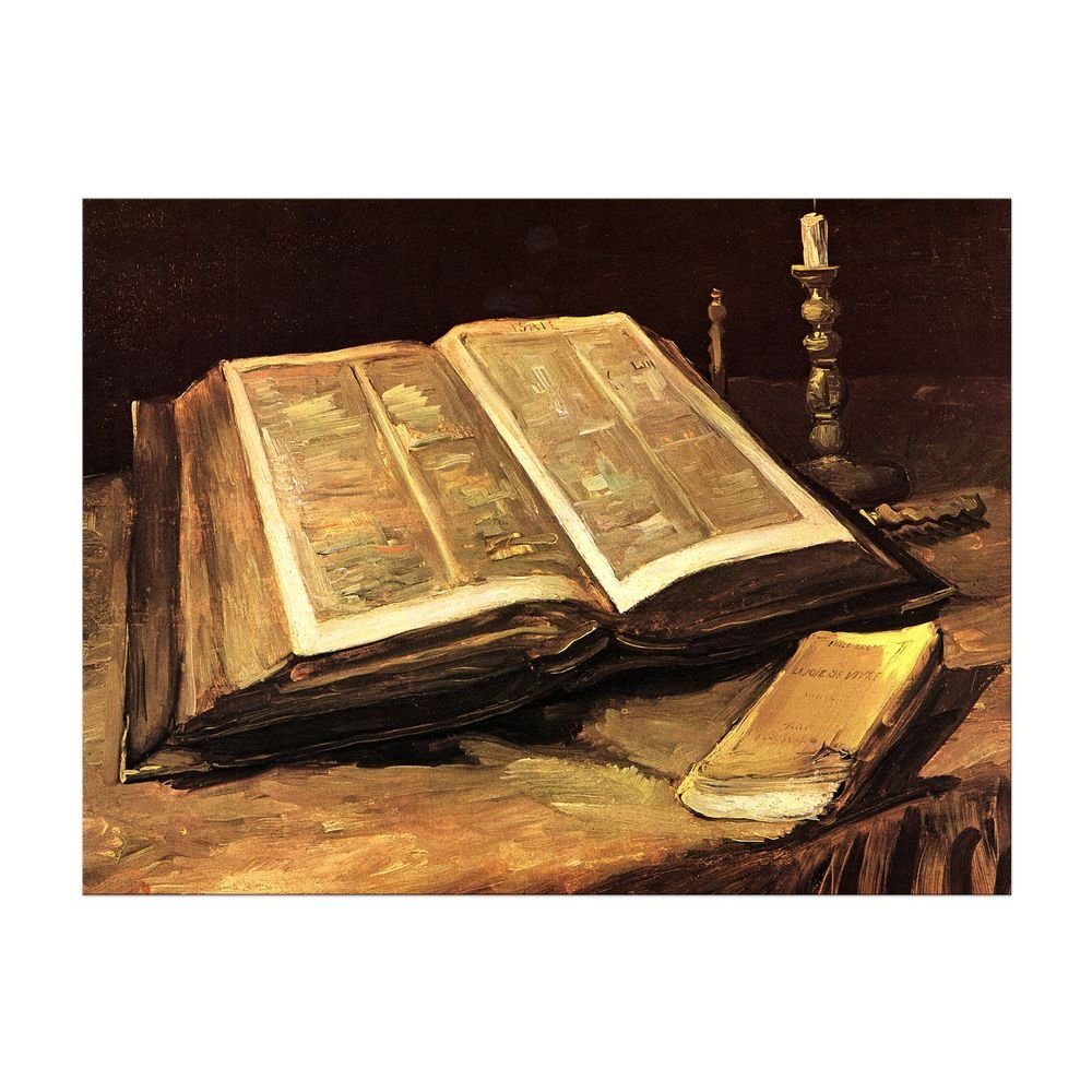 Bilderdepot24 Leinwandbild Alte Meister - Vincent van Gogh - Stillleben mit Bibel, Abstrakt