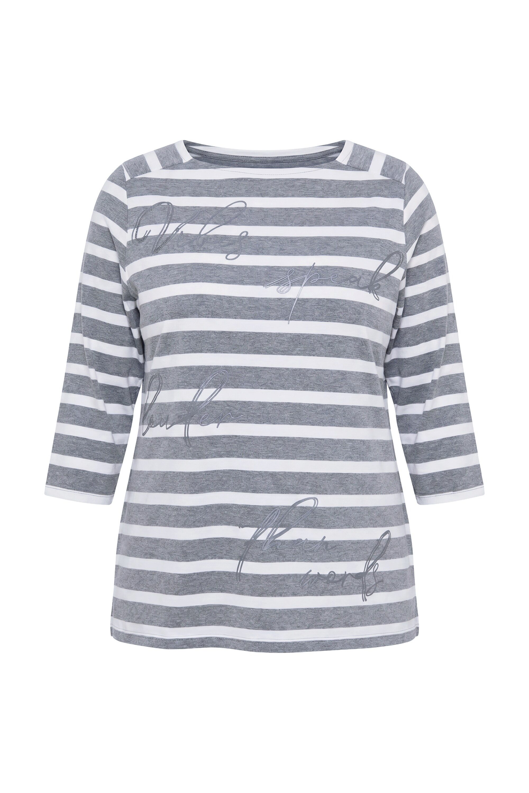 Ulla Popken T-Shirt Shirt Streifen Oversized Carré-Ausschnitt 3/4-Arm – Bild 2 von 4