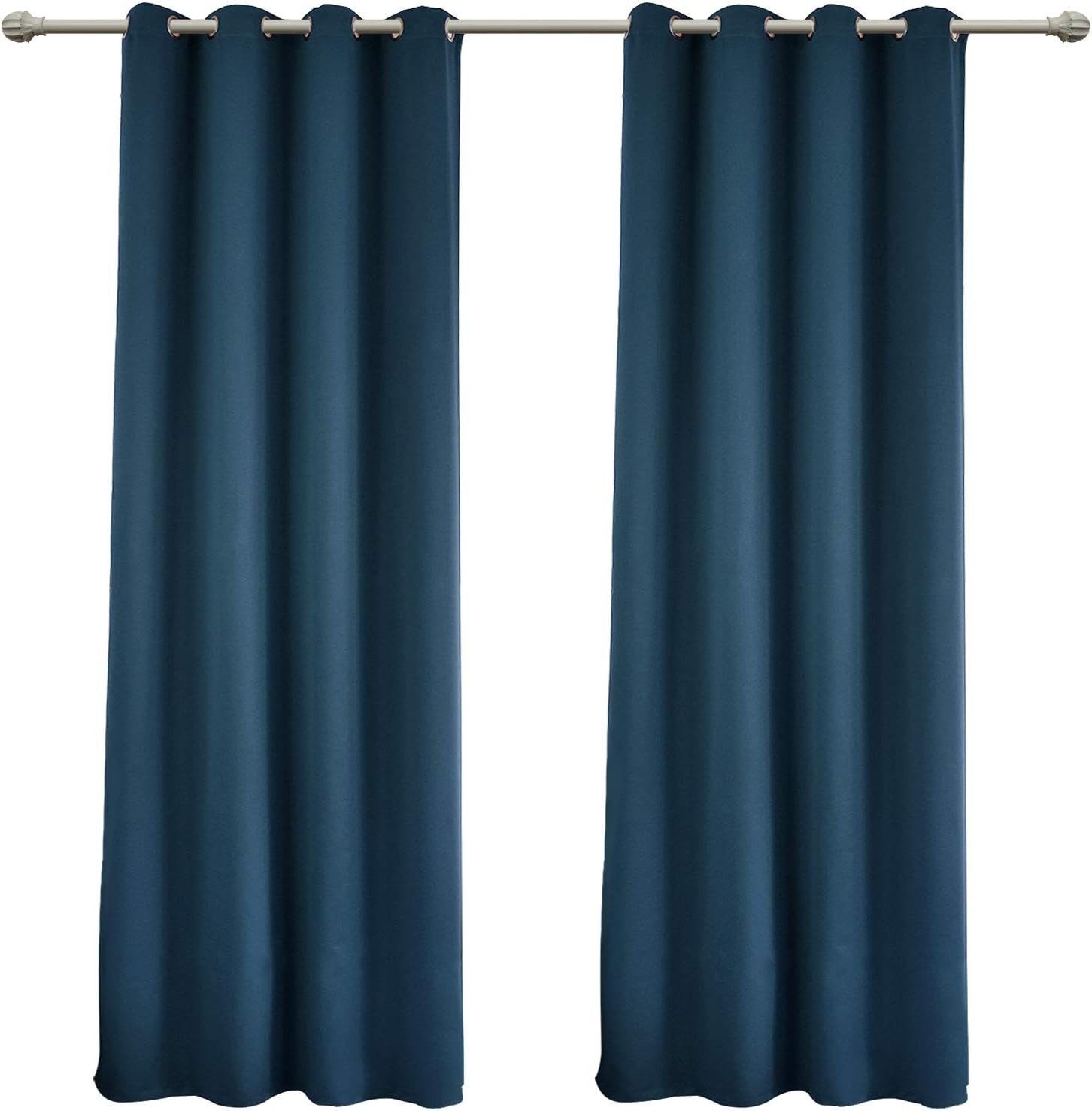 Vorhang, Woltu, Ösen (2 St), blickdicht, Leichte Wärmeisolierend Kälteschutz dunkelblau