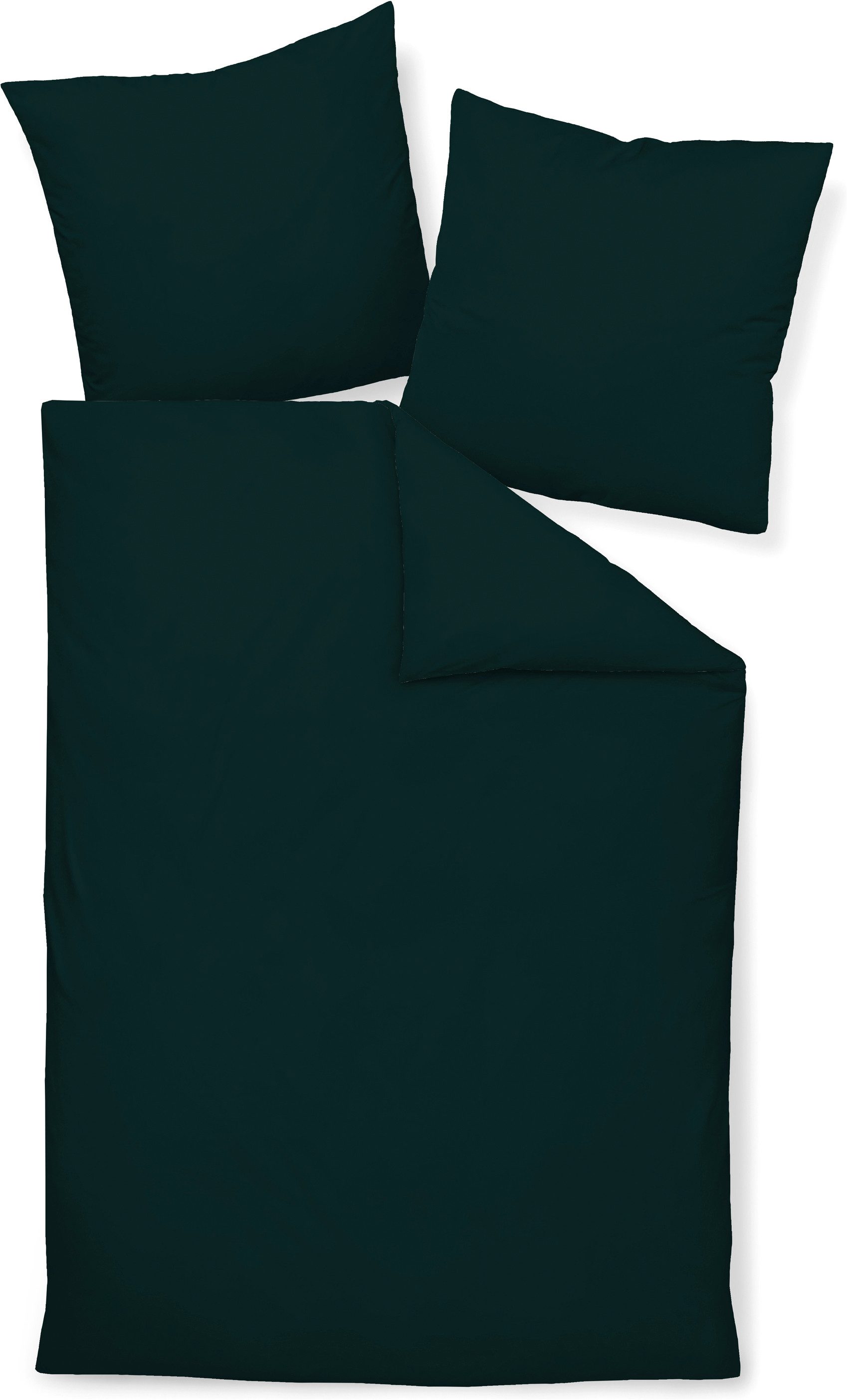 Janine Bettwäsche Colors, Mako-Satin, 2 teilig, feinfädige uni Bettwäsche für alle Jahreszeiten, Markenreißverschluss