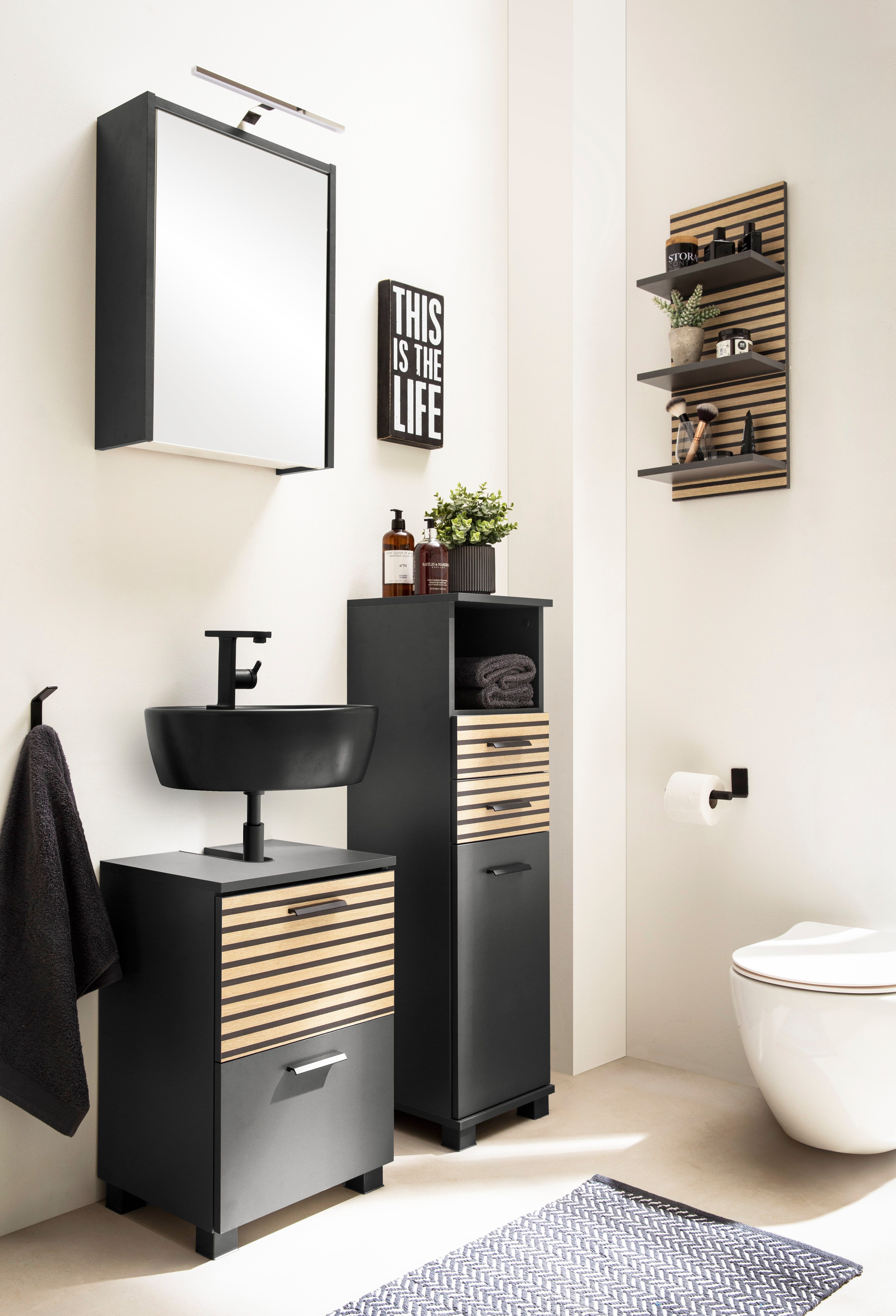 Schildmeyer Wandregal Katta, Breite 30 cm, Drei Ablageböden, Rückwand in Ak günstig online kaufen