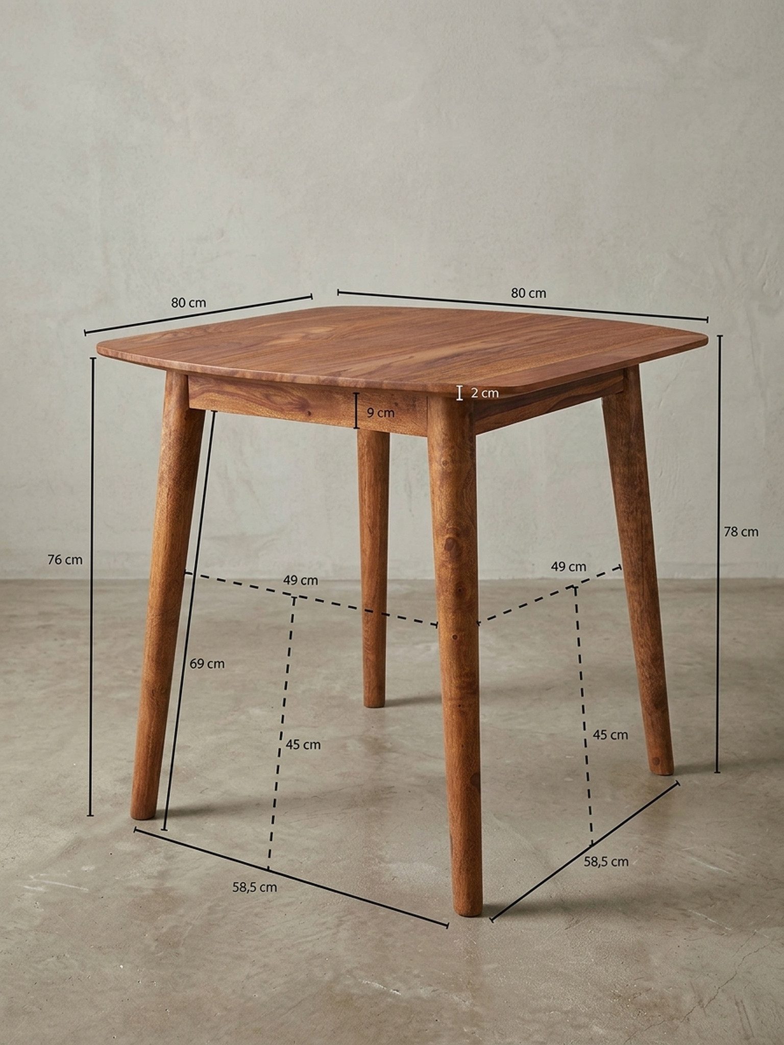 KADIMA DESIGN Esstisch Esstisch Massivholz Quadratisch Küchentisch Robust 80x80 cm – Bild 5 von 5