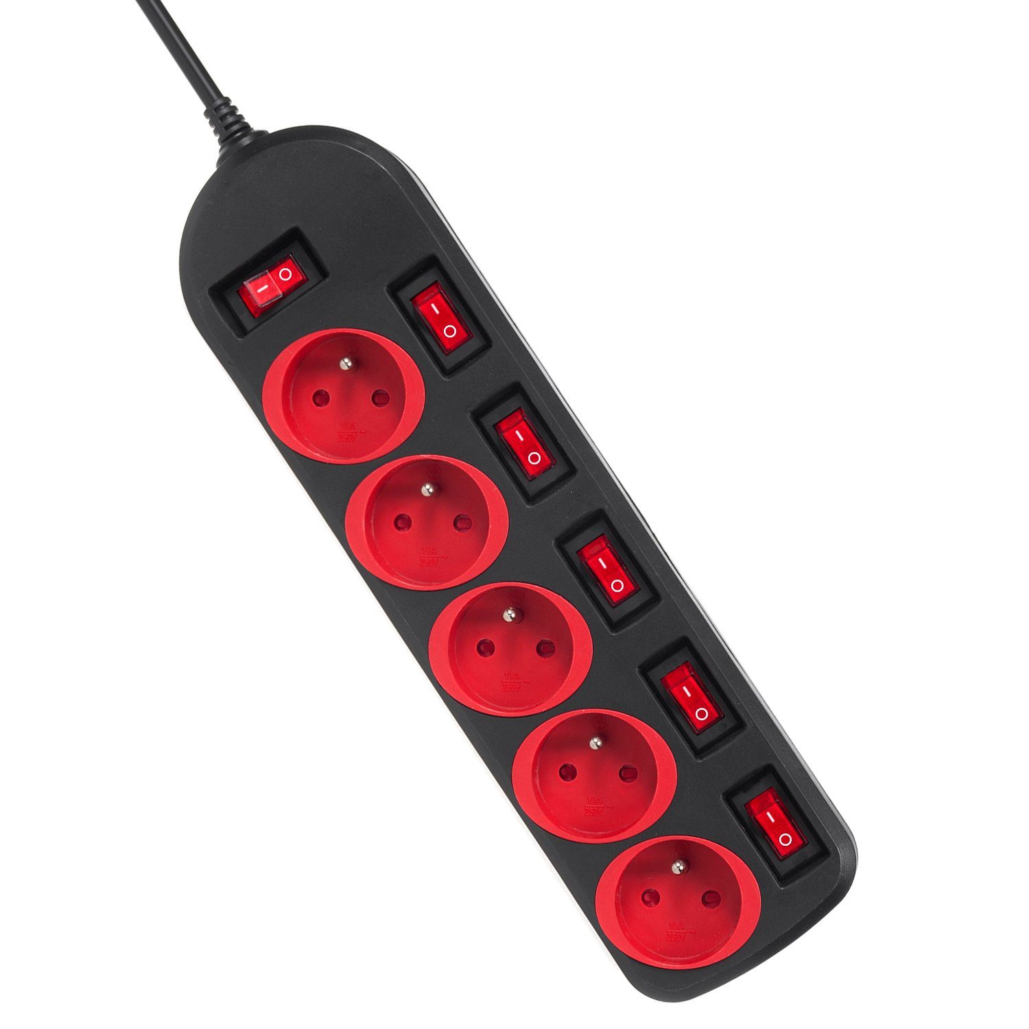 Maclean MCE204 Farbenfroh 5‑fach 1,5 m Kabel (Typ E) Steckdosenleiste 5-fach (Ein- / Ausschalter, separate Ein- / Ausschalter, Schalterbeleuchtung, Kindersicher – Bild 4 von 5