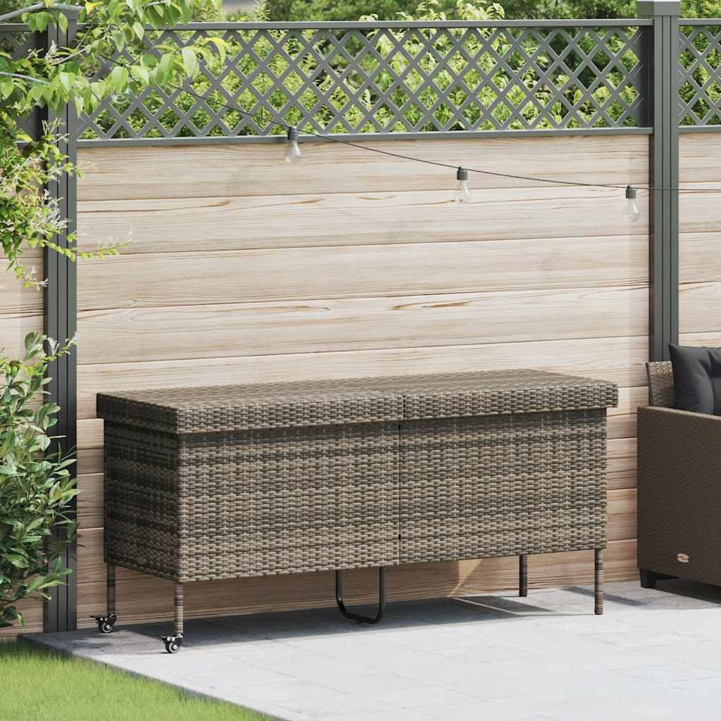 vidaXL Auflagenbox 160 x 55 x 75 cm Gartentruhe mit Rollen Grau 160x55x75 cm Polyrattan