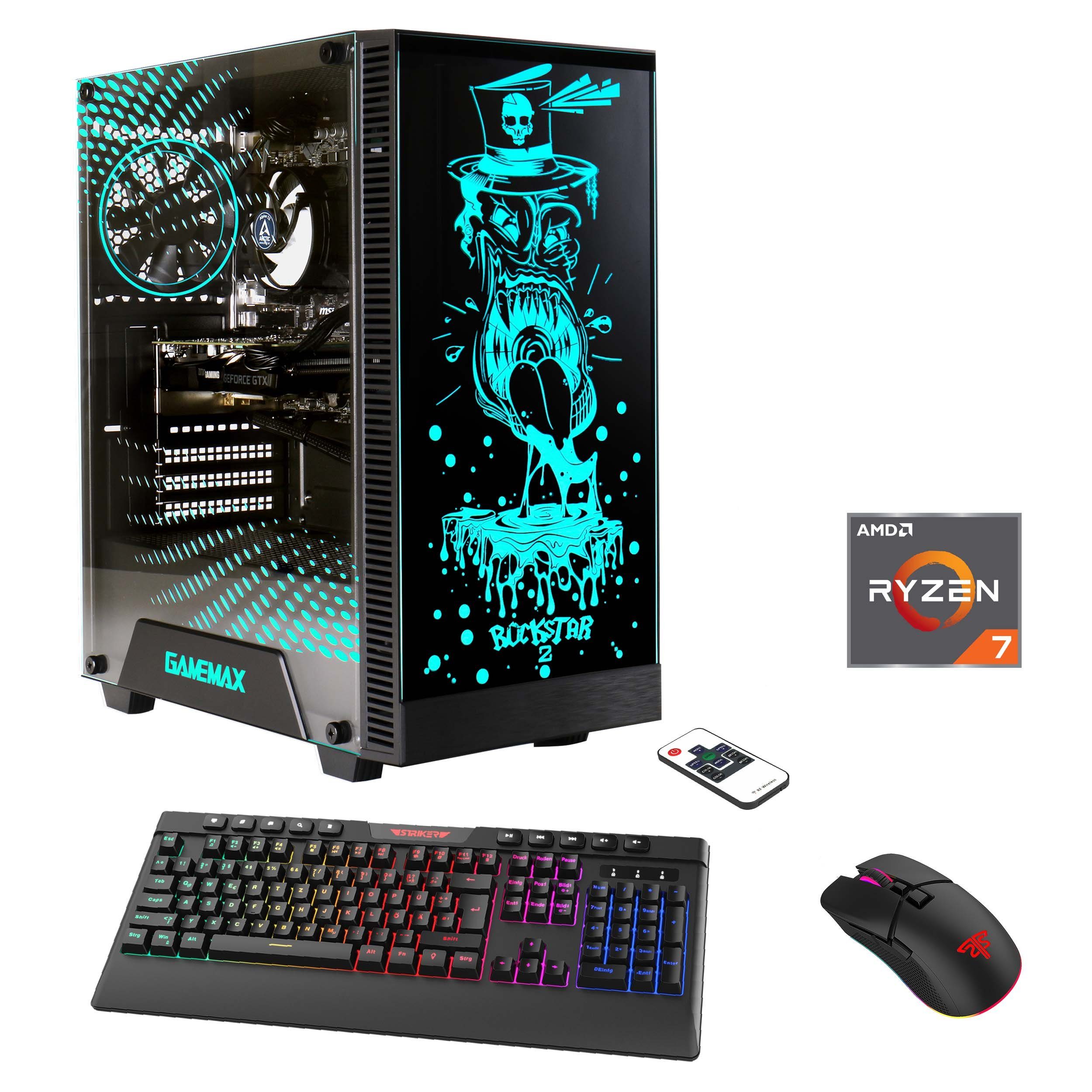 Hyrican Rockstar 7155 Gaming-PC (AMD Ryzen 7 7700X, RTX 4060, 16 GB RAM, 1000 GB SSD, Luftkühlung, DDR5, PCIe SSD Gen4, Windows 11)