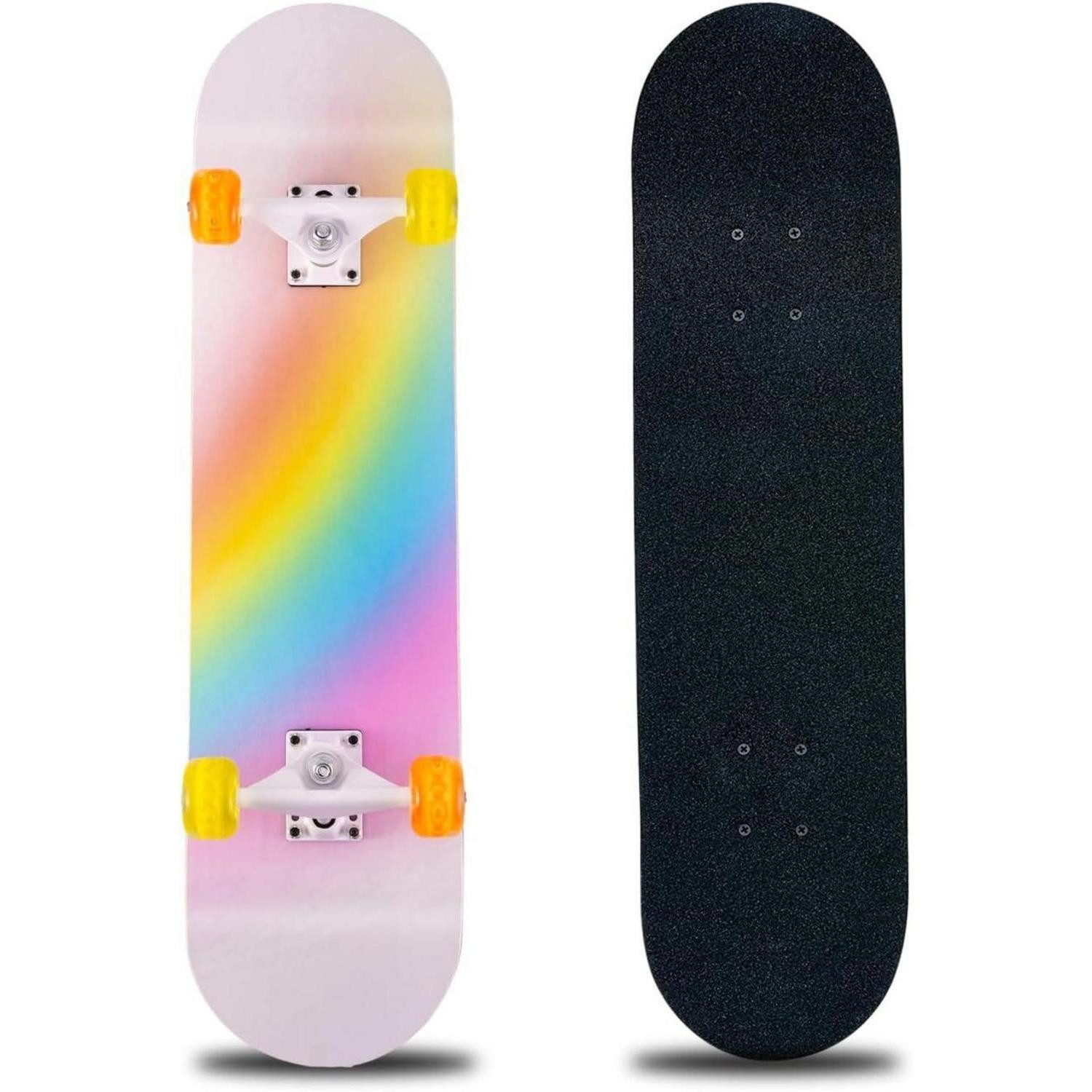 Skateboard Skateboard 31x8 Ahornholz ABEC11 Kugellager 95A Rollen Rainbow-CX