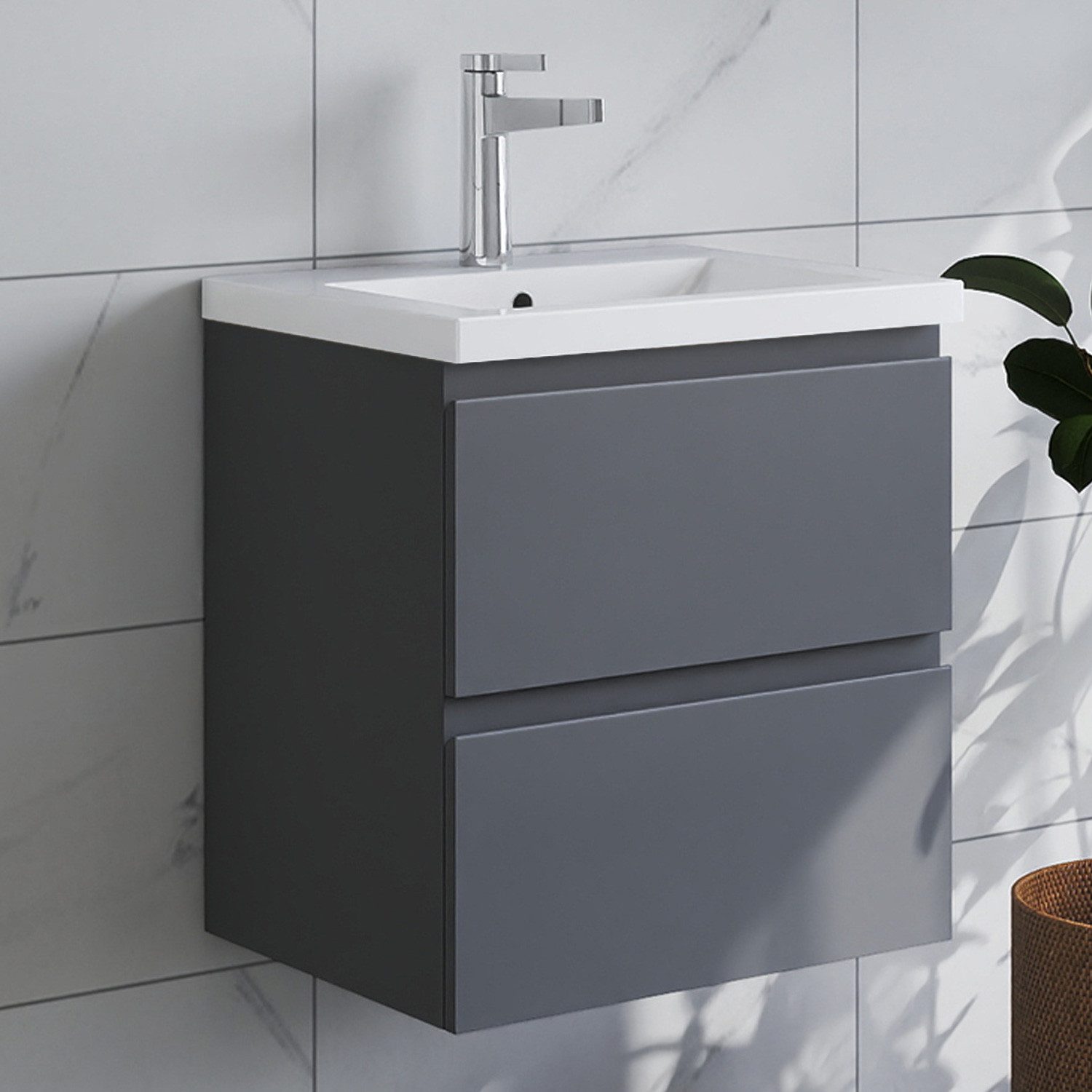 duschspa Waschtisch Waschbecken mit Unterschrank Badschrank Waschplatz Badmöbel Set, Matt, 50-120cm