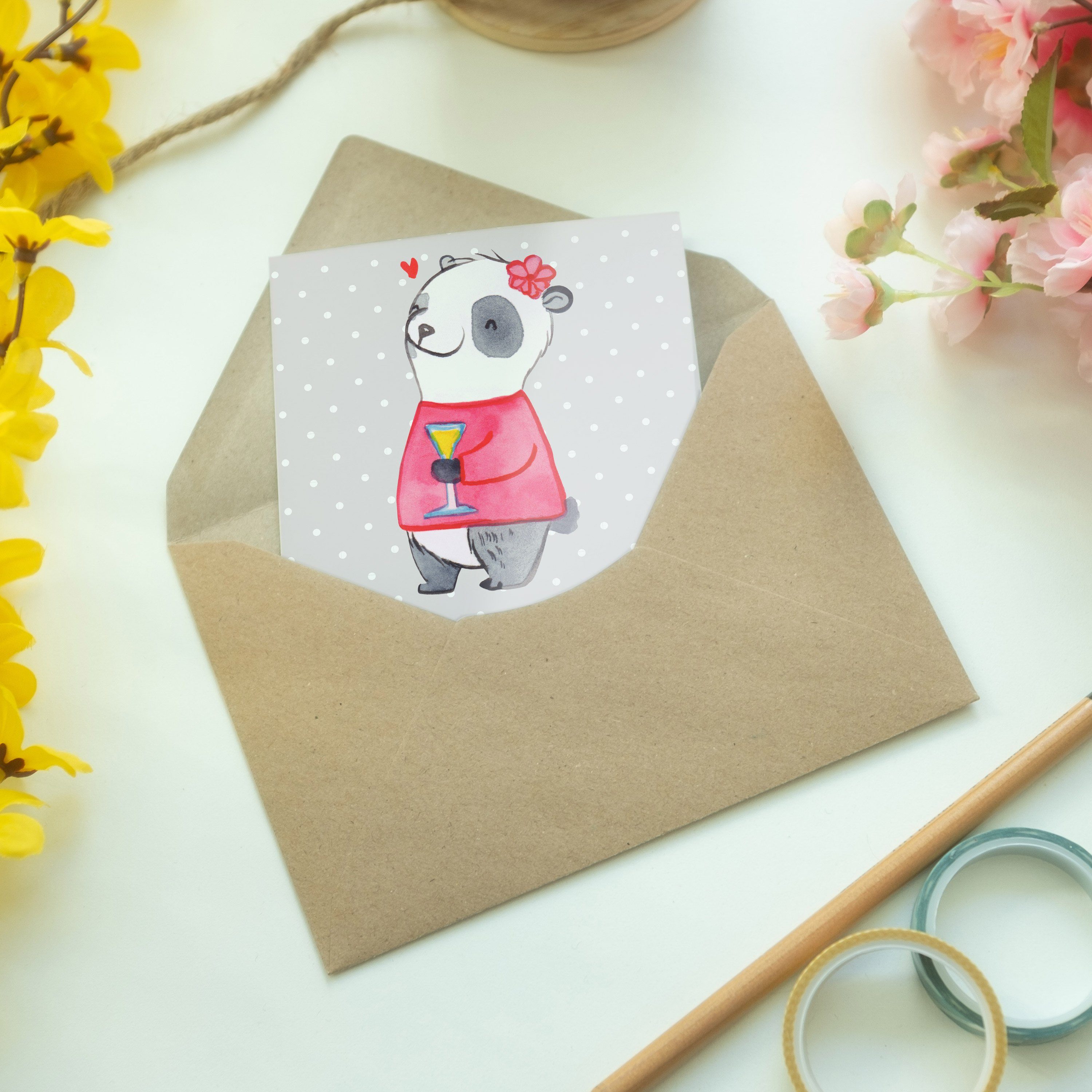 Mr. & Mrs. Panda Grußkarte Grau der Schwiegertochter - Hoch Pastell Welt Beste - Panda Geschenk