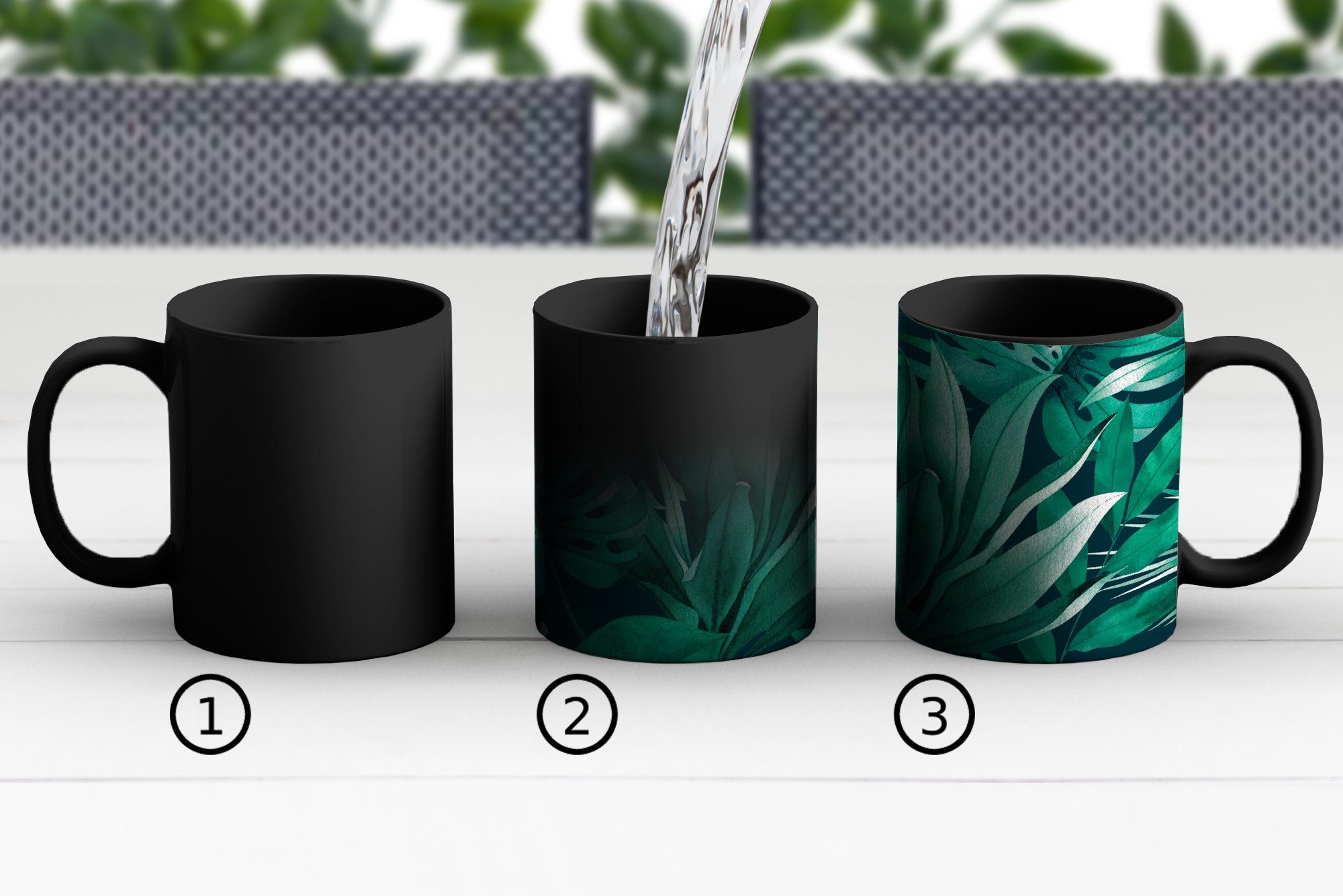 MuchoWow Tasse Mädchen Keramik, - Kaffeetassen, Geschenk Teetasse, - - Junge Kind, Zaubertasse, Blatt - - Dschungel Farbwechsel, Pflanzen